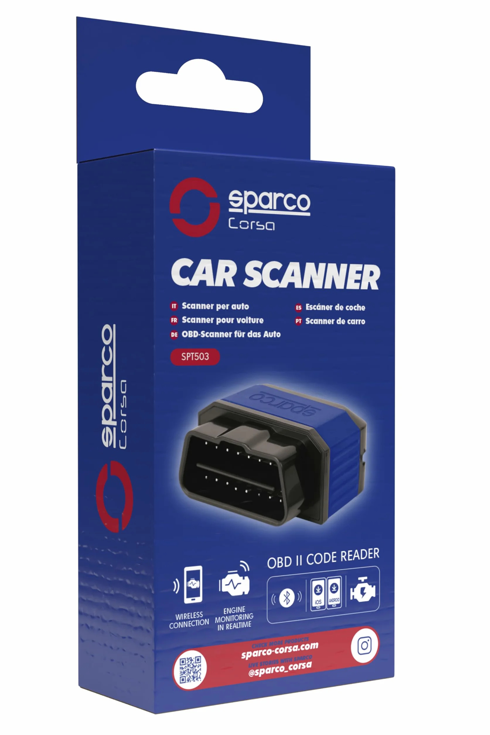 Sparco OBD2 Scanner Bluetooth 5.2 Diagnosi Auto Multimarca Lettore Codici DTC