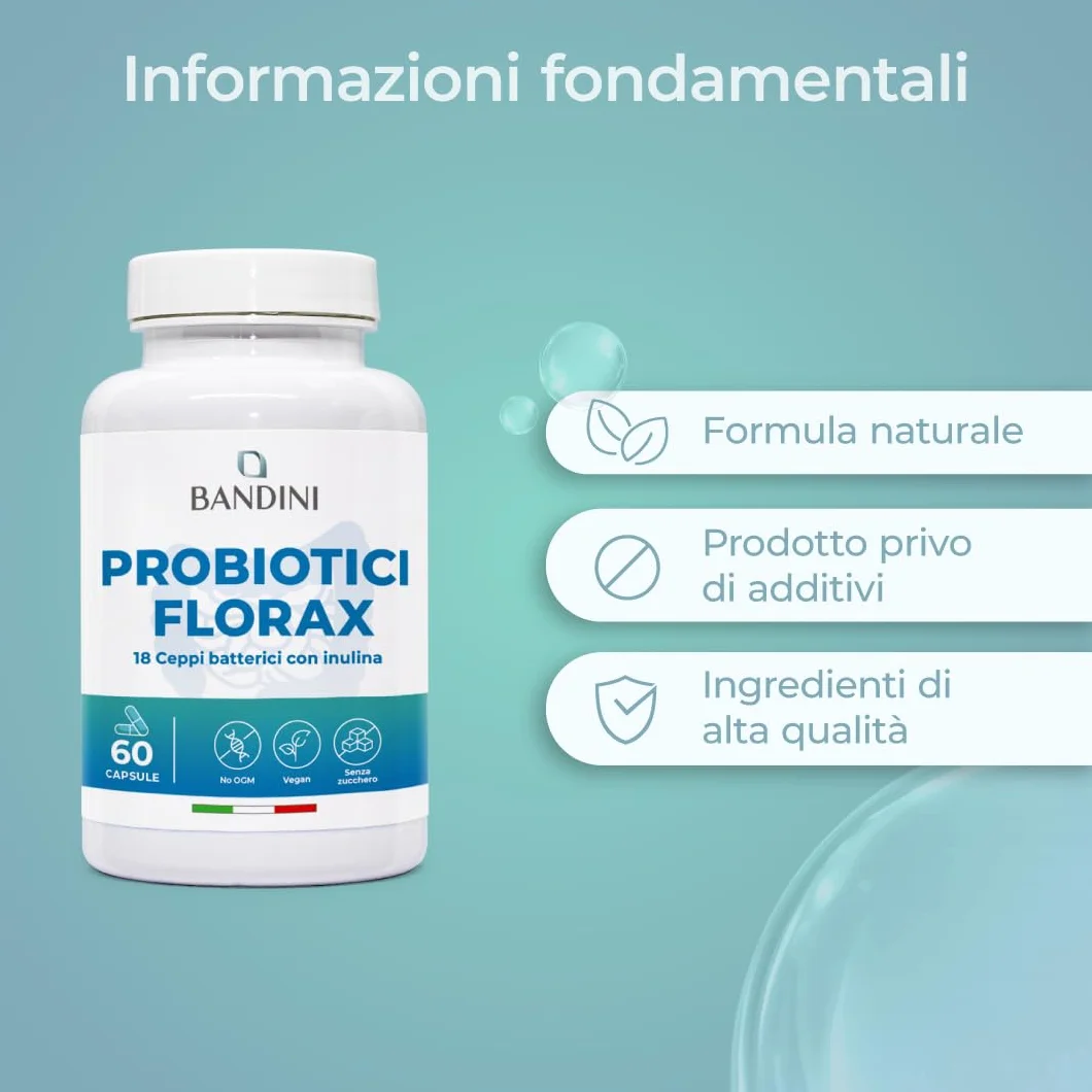 Bandini FLORAX PROBIOTICS Probiotici 20 Miliardi UFC 18 Ceppi Batterici 60 Capsule