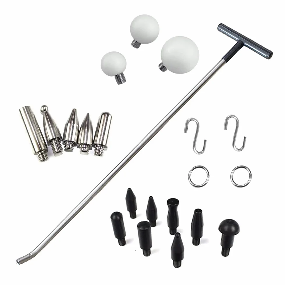 Kit di Aste per Rimozione Ammaccature 21 Pezzi, Asta Punta Intercambiabile 1/2'' (12mm), Strumento Manuale Riparazione Portiere Auto Grandine