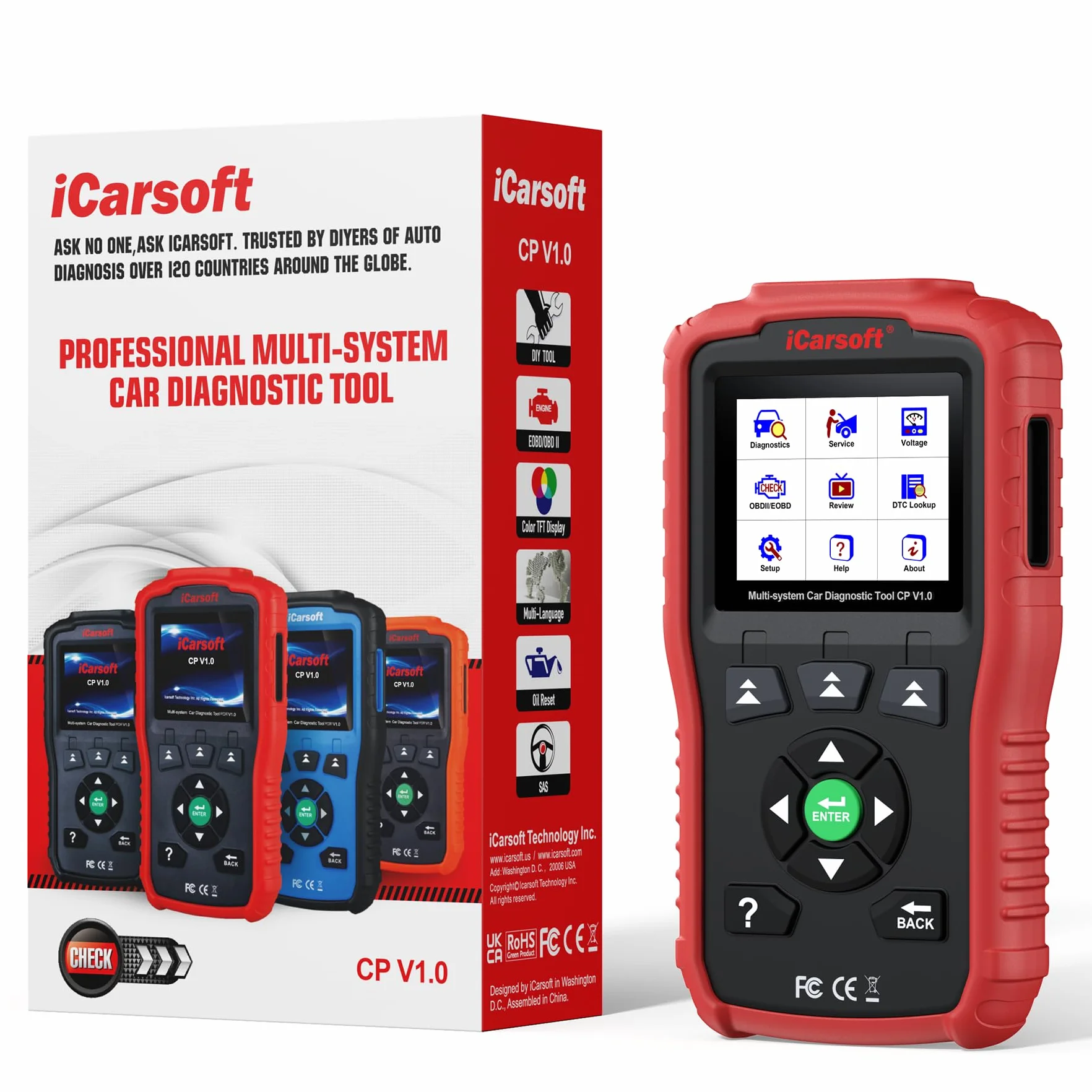 iCarsoft CP V1.0 OBD2 Diagnostica Auto Professionale Italiano per Marchi Francesi e Italiani