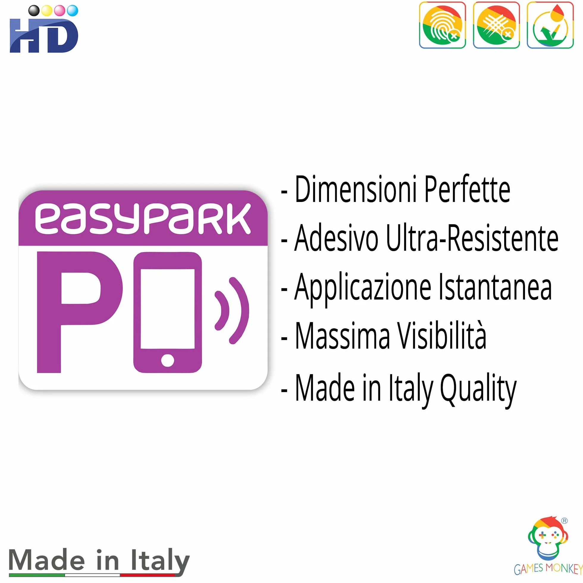 EASYPARK Kit Adesivi Parcheggio Ufficiali 5x4 cm Visibilità Day&Night Anti-Pioggia UV Conforme ZTL Strisce Blu Applicazione Senza Aloni Esterno 2