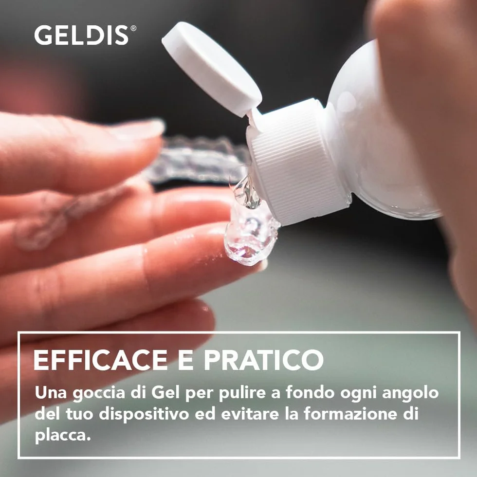 GELDIS Daily Cleanser Gel Detergente Igienizzante per Mascherine Trasparenti Apparecchi Ortodontici Protesi Dentarie Bite 100 ml