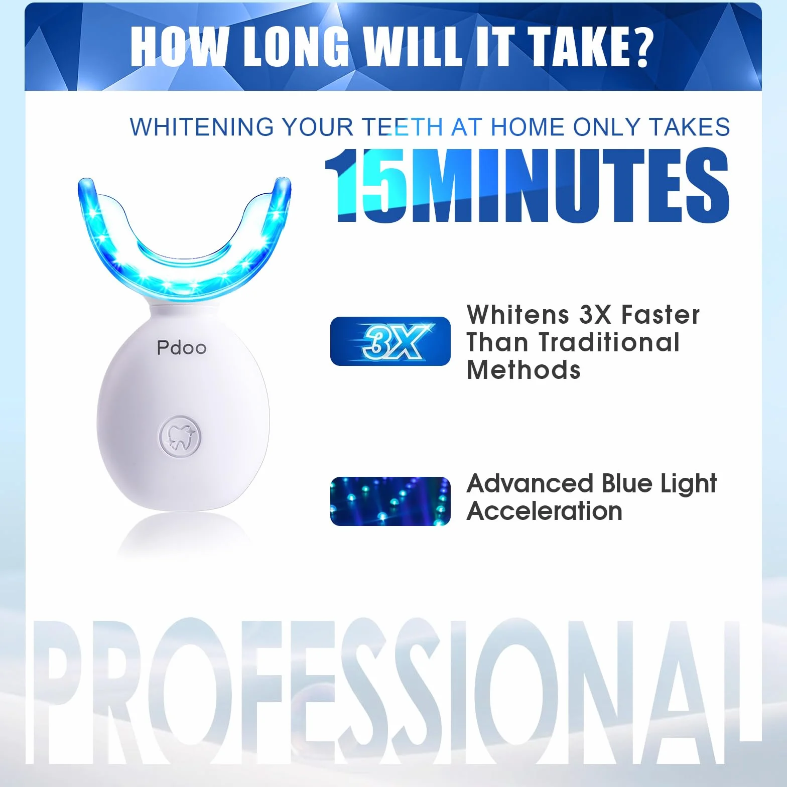 Kit Sbiancante Denti Wireless con Luce LED, 5 Gel Sbiancanti da 3ml per Sbiancamento Denti Immediato