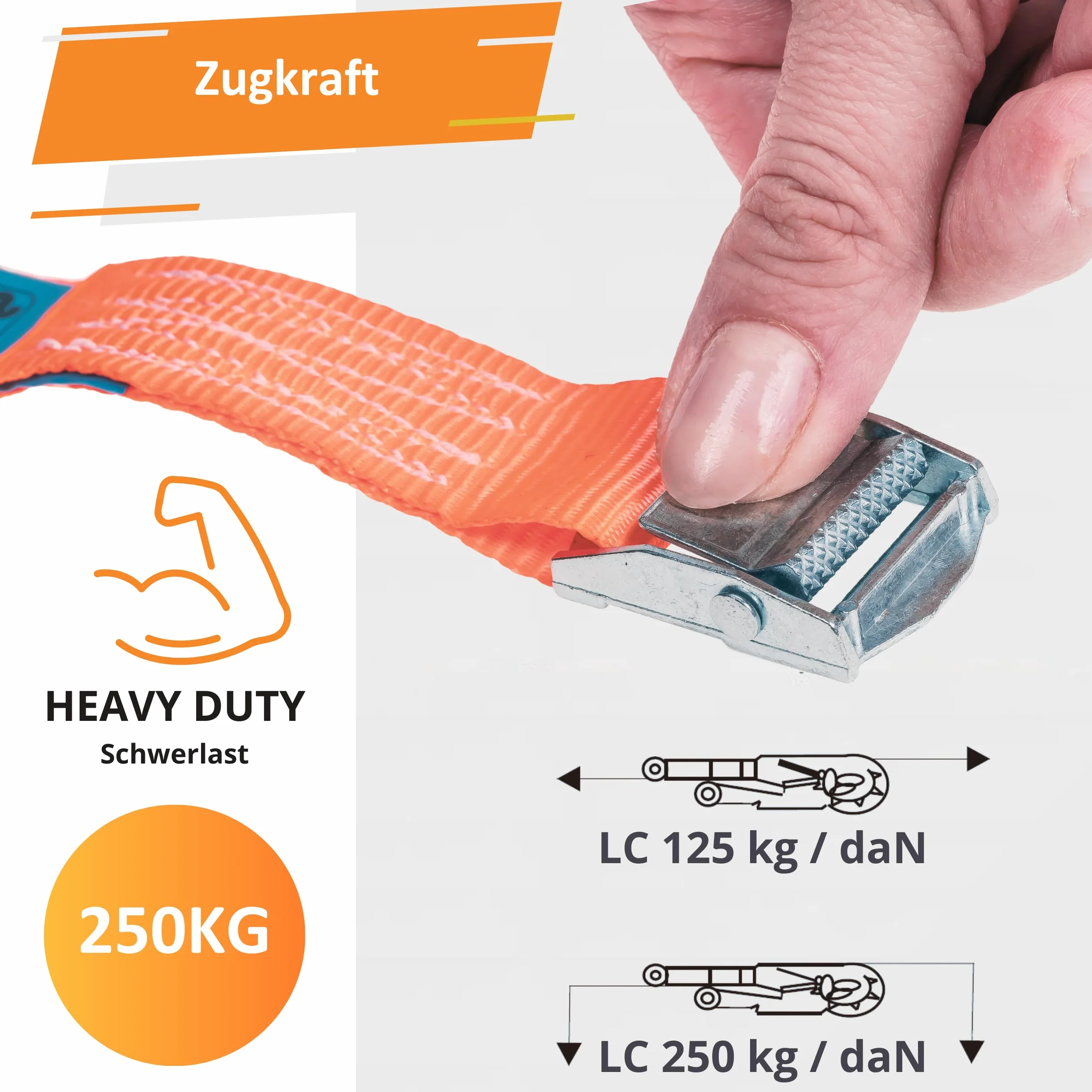 INTAKO Zestaw 4 Cinghie di Fissaggio 25 mm 250 kg Fibbia a Leva Cinghie di Tensione