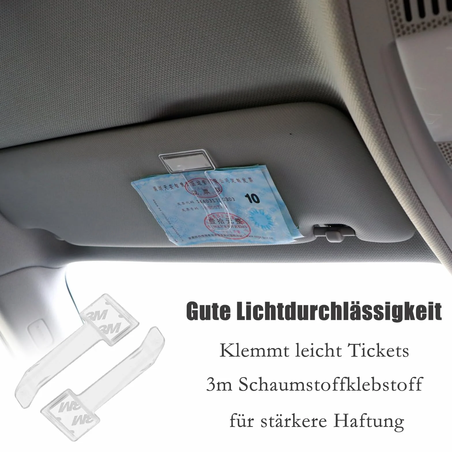 Porta Biglietti Parcheggio per Auto 4 Pezzi Clip Adesivo Trasparente