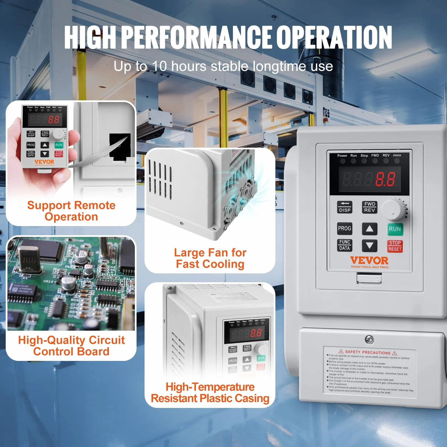 VEVOR Inverter Azionamento a Frequenza Variabile 4kW 5CV 18A 0-400Hz VFD Ingresso Monofase Uscita Trifase