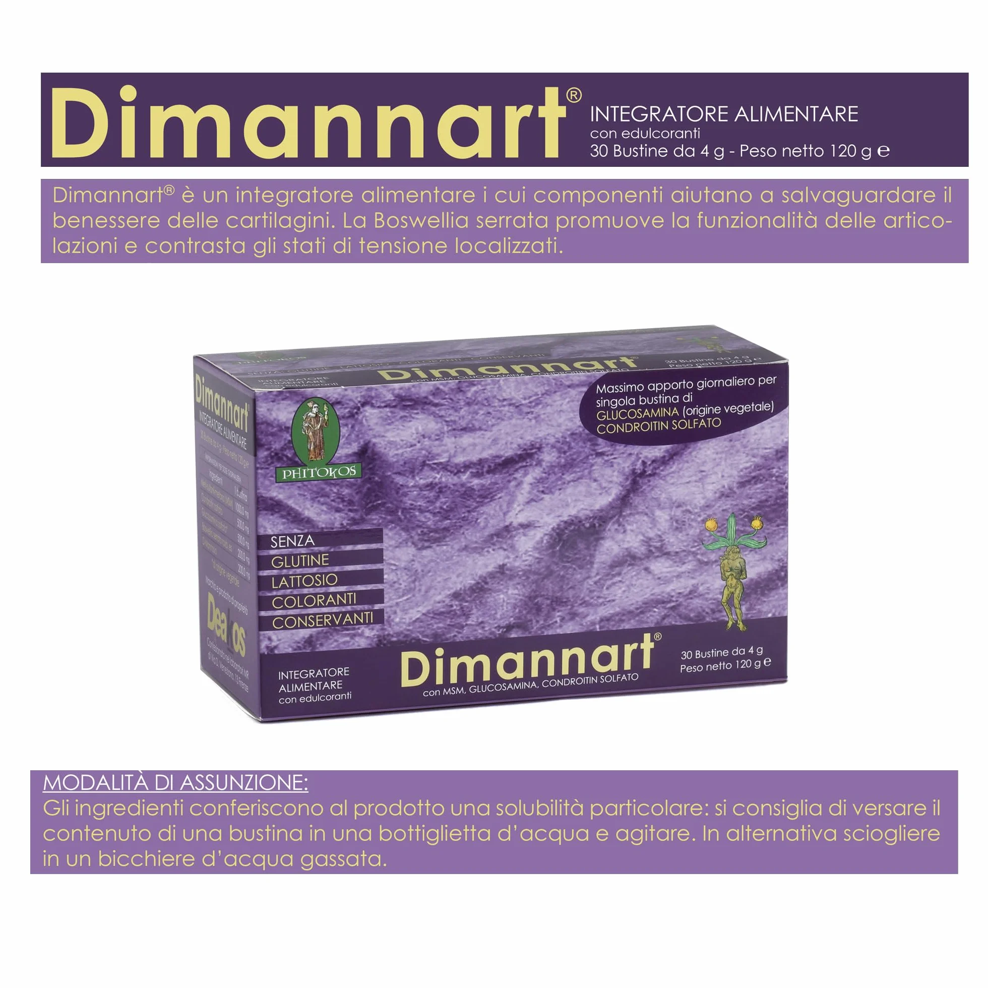 Deakos Dimannart Integratore Alimentare 30 bustine cartilagini articolazioni
