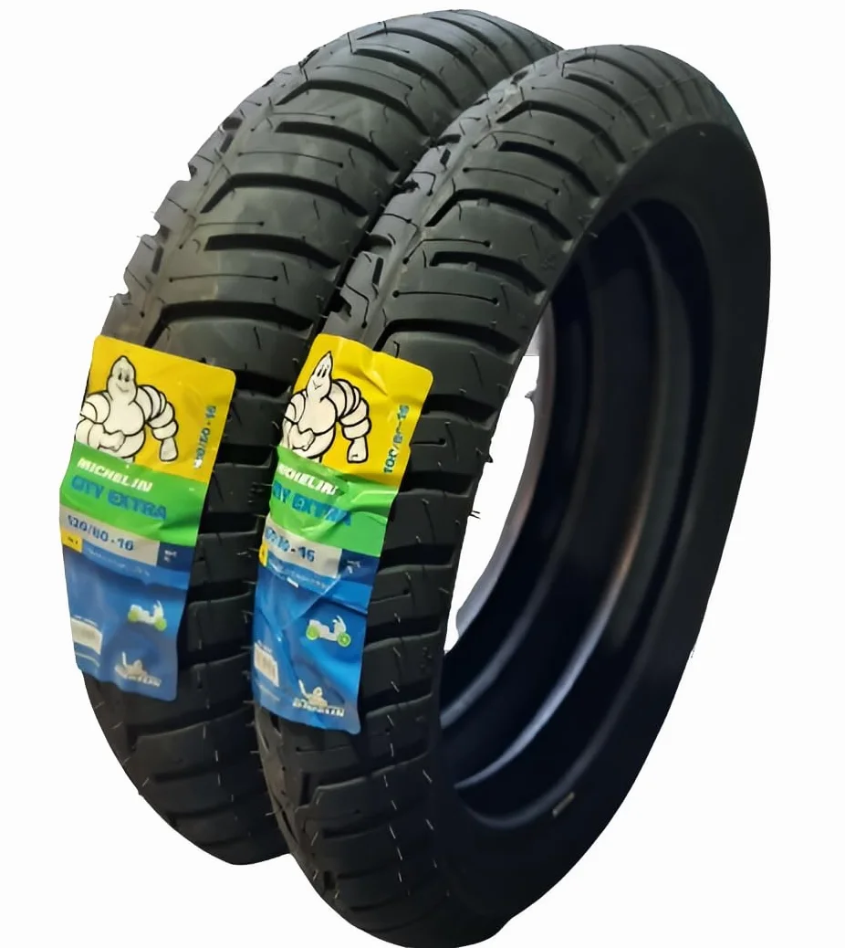 Coppia di Pneumatici Michelin City Extra 100/80-16 50S + 120/80-16 60S Dot Recente per SH 125/150 e Kymco Agility 150