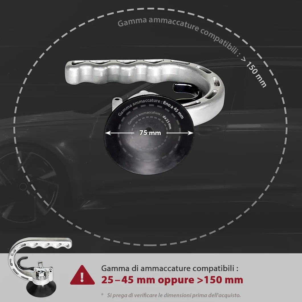 FIRSTINFO A1504A | Tira bolli in alluminio con ventosa potente da 75 mm – Rimozione ammaccature senza verniciatura