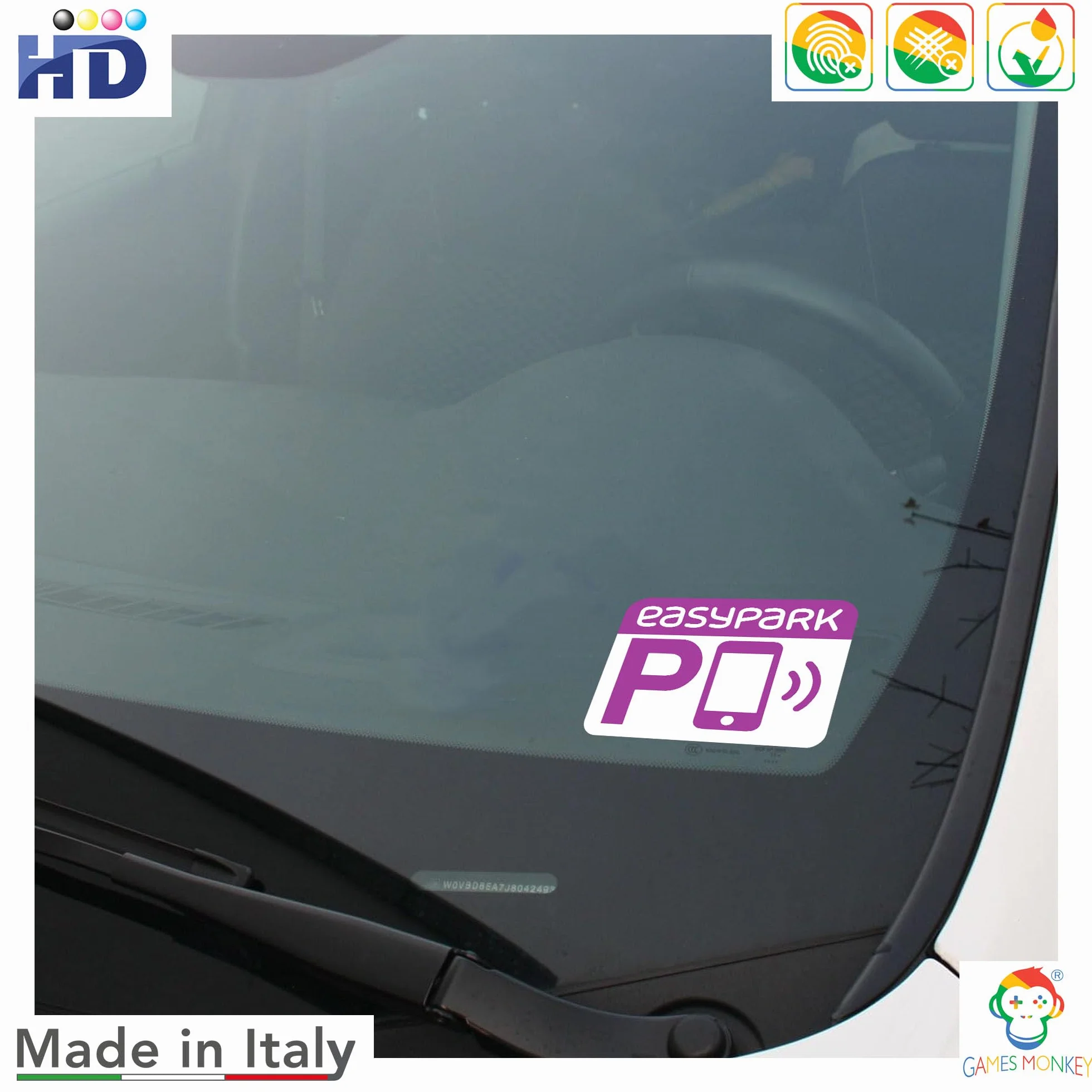 EASYPARK Kit Adesivi Parcheggio Ufficiali 5x4 cm Visibilità Day&Night Anti-Pioggia UV Conforme ZTL Strisce Blu Applicazione Senza Aloni Esterno 2