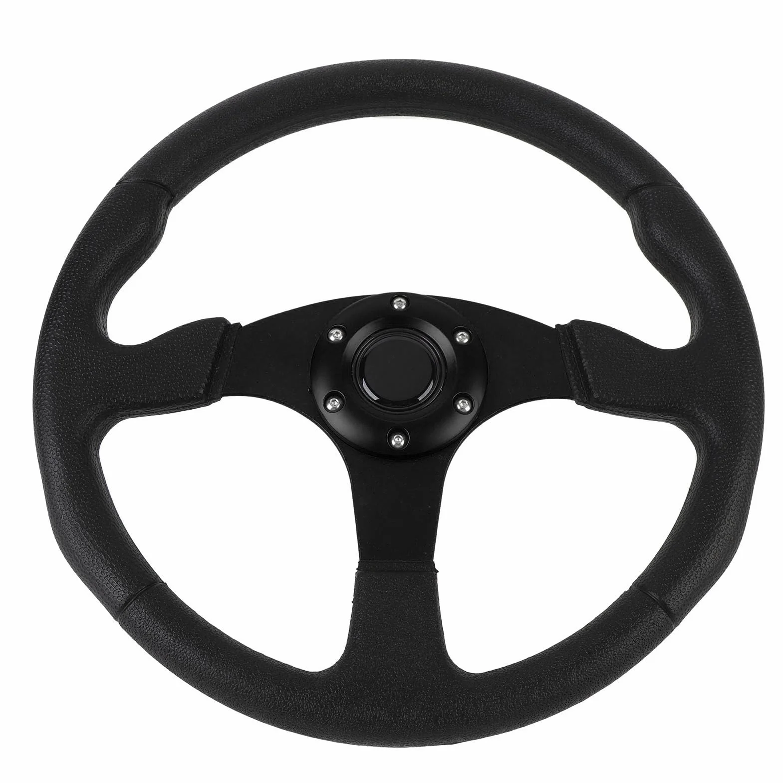 KIMISS Volante 14 Pollici Universale in Pelle PU con Telaio in Alluminio, Design Sportivo per Modifiche Auto, Impugnatura Confortevole e Resistente, Adattatore per a 6 fori. (BLACK)