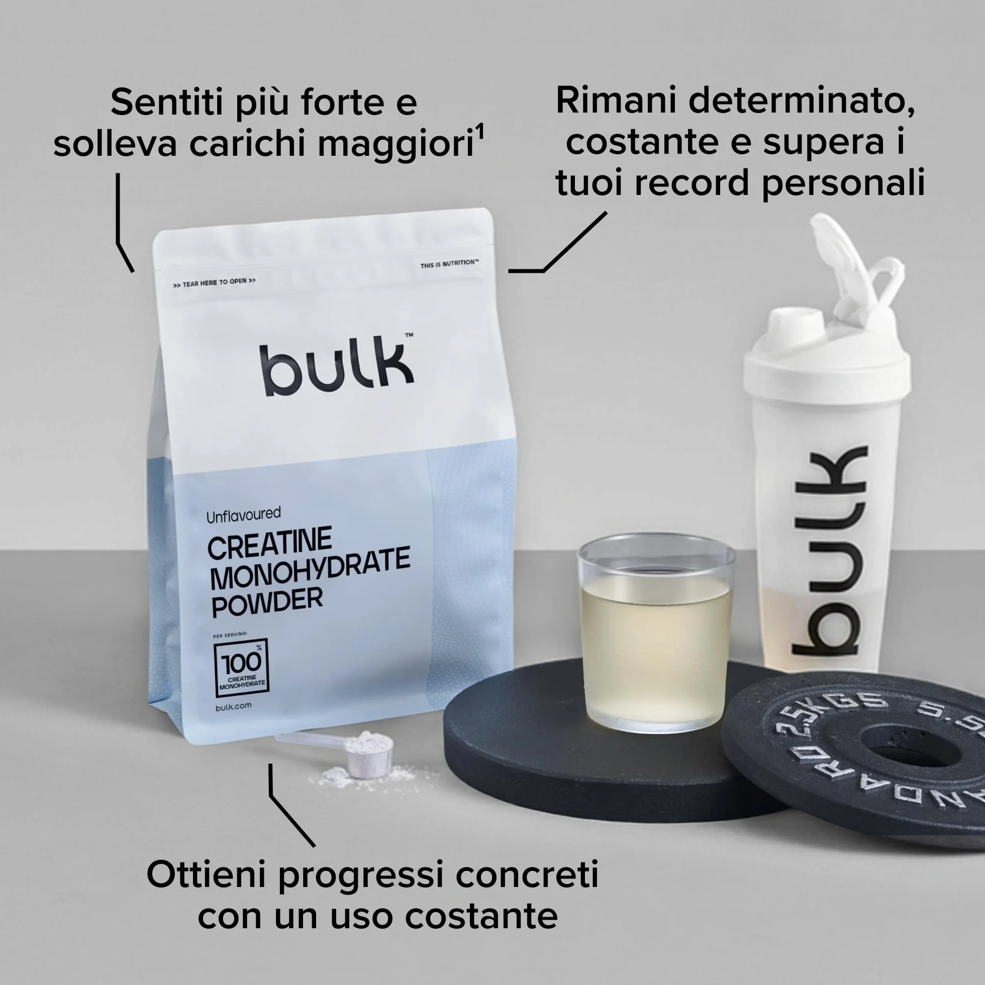 Creatina Monoidrato Polvere 500 g 147 porzioni Pura Senza Aroma Vegano Halal