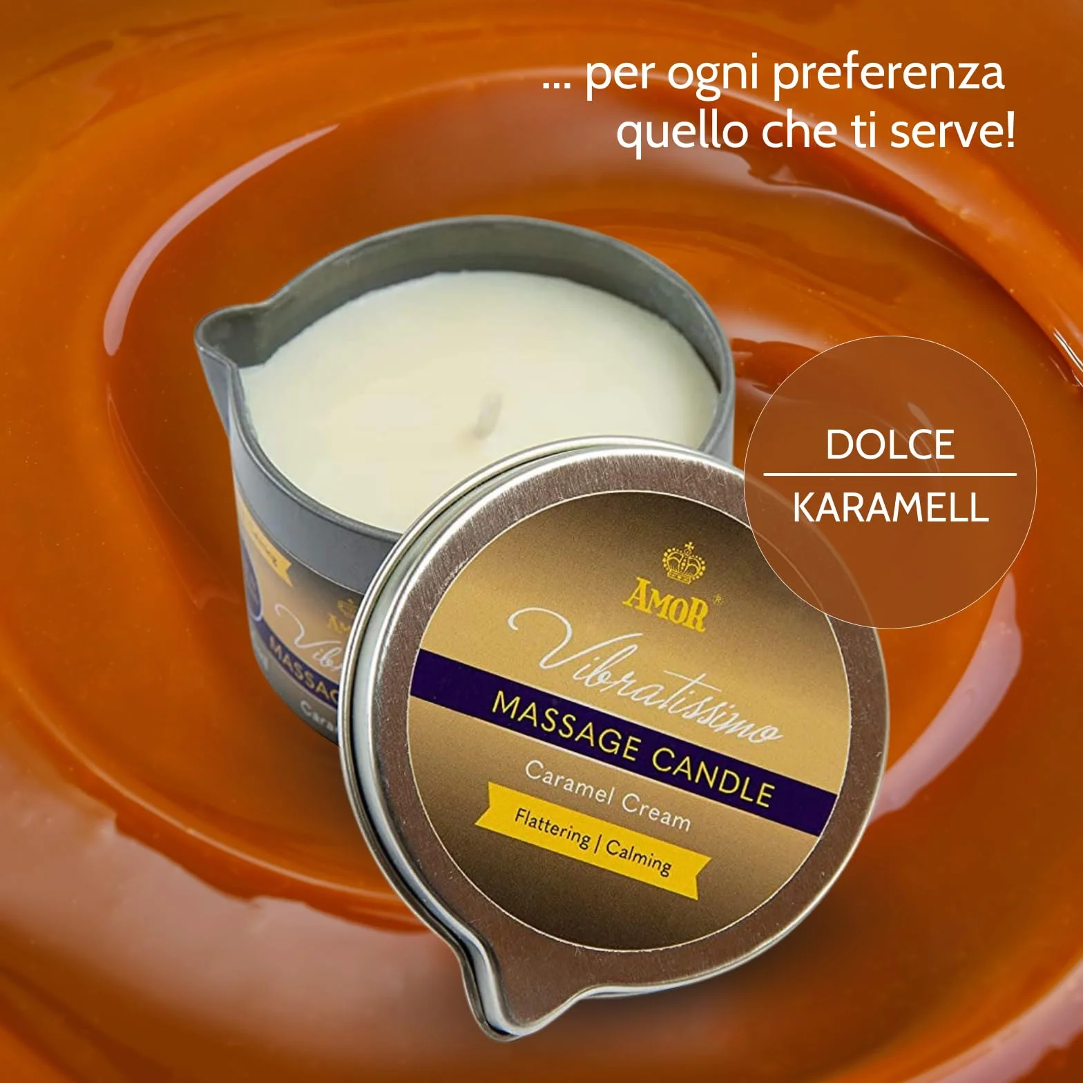 VIBRATISSIMO Candela da massaggio Caramel Cream 50 ml relax pelli sensibili