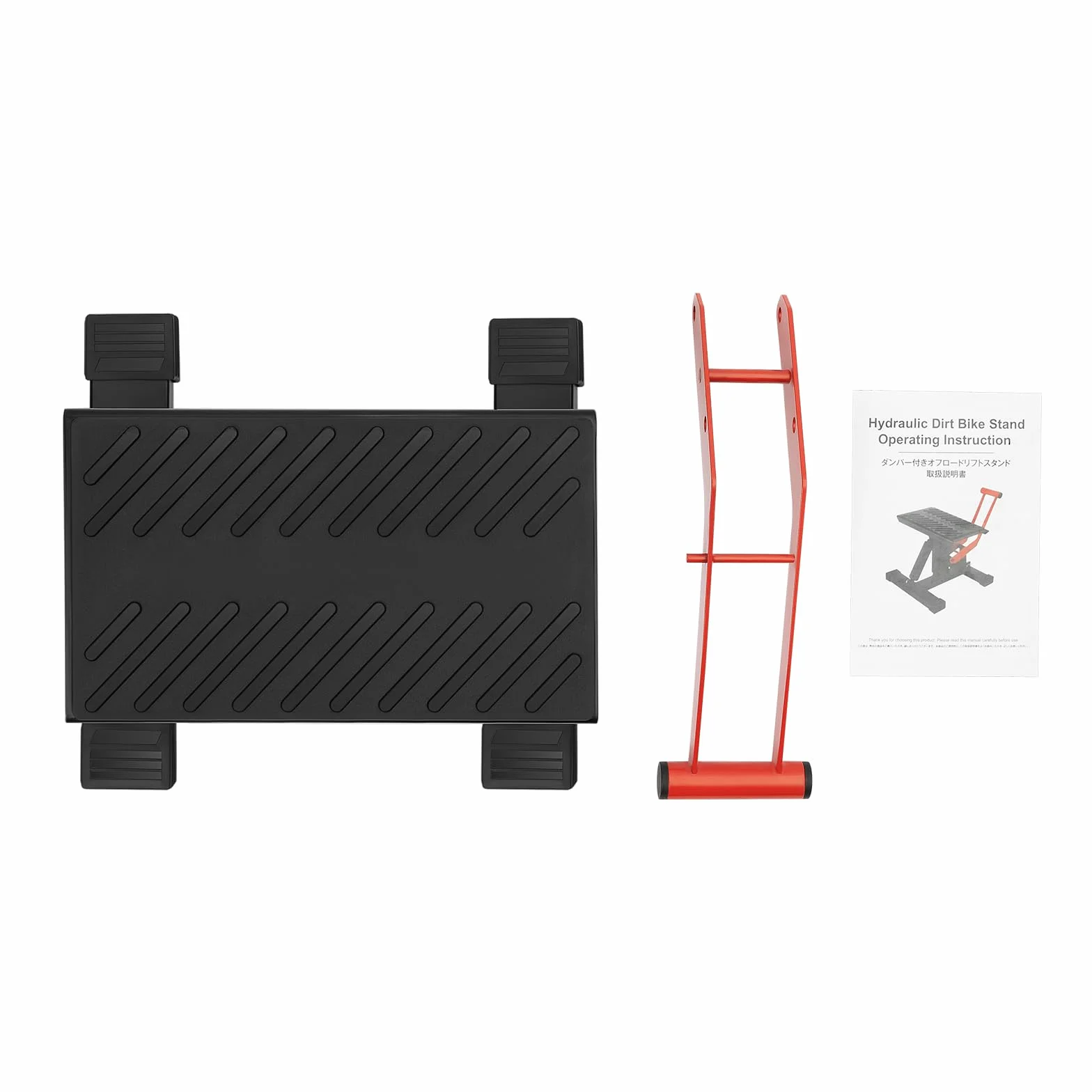 Cavalletto idraulico per motocross, per moto, portata 200 kg, regolabile, in acciaio, nero/rosso