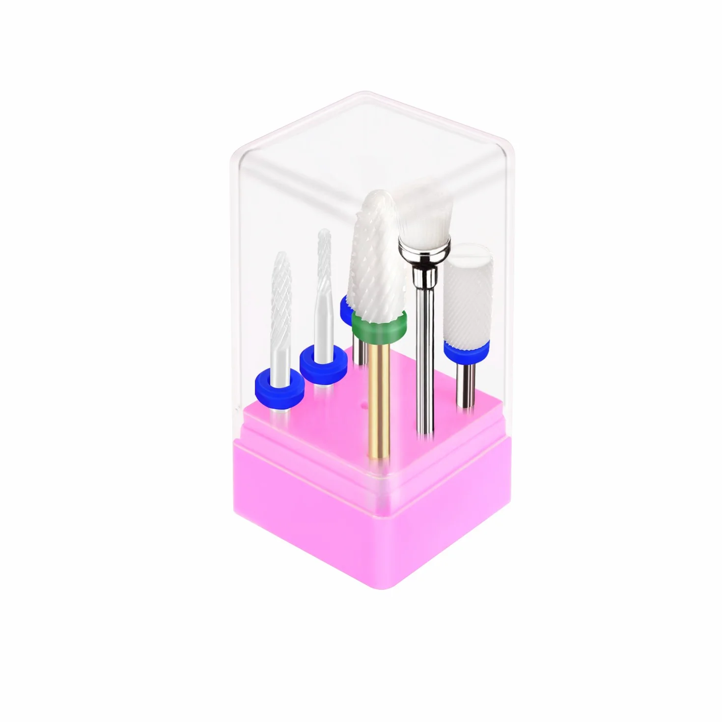 JCMaster® Kit 5 Punte in Ceramica per Fresa Unghie Professionale + Pennellino Pulizia Manicure Pedicure