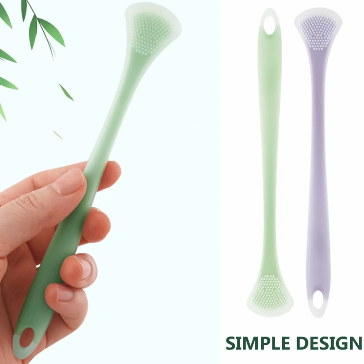 Raschietto Pulisci Lingua in Silicone e Nylon 2 Pezzi per Adulti Strumenti per Pulizia Linguale