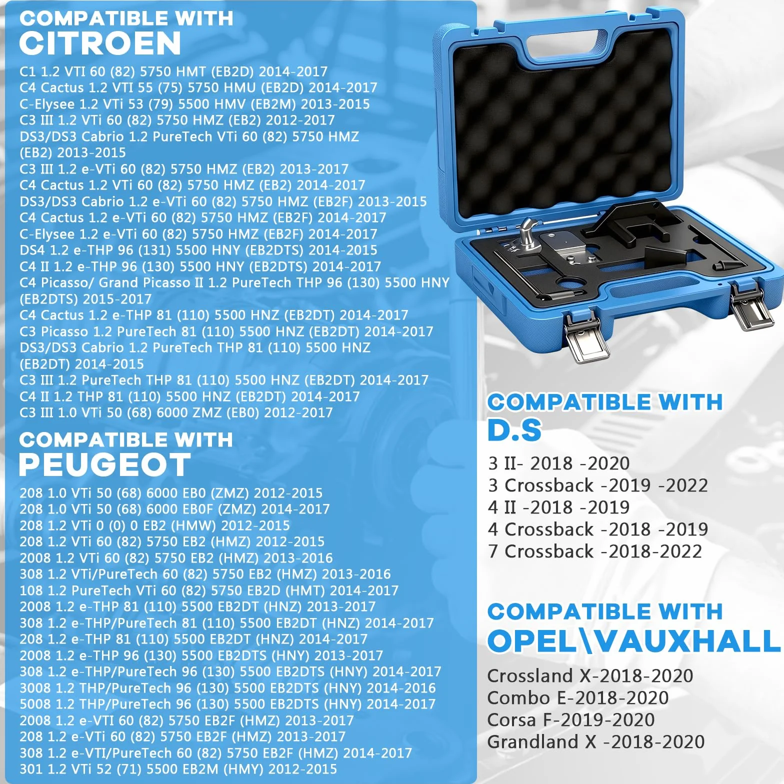 Strumento Regolazione Motore Automobilistico compatibile Citroen Peugeot Opel 1.2 GDI PureTech, Timing Tool Kit 7 Pezzi