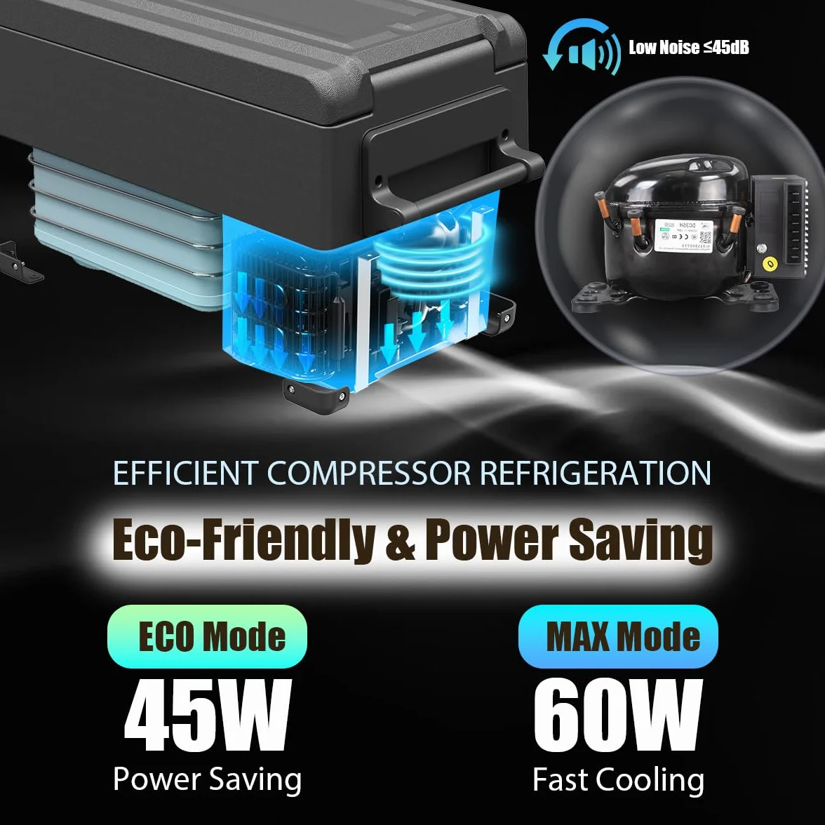 Alpicool NCF55 50L Frigoriferi Portatile Elettrico Frigorifero per Auto Congelatore 12V 24V DC/AC Mini Frigo per Viaggio, Picnic, Campeggio Uso Esterno, da -20℃ a 20℃(nero)