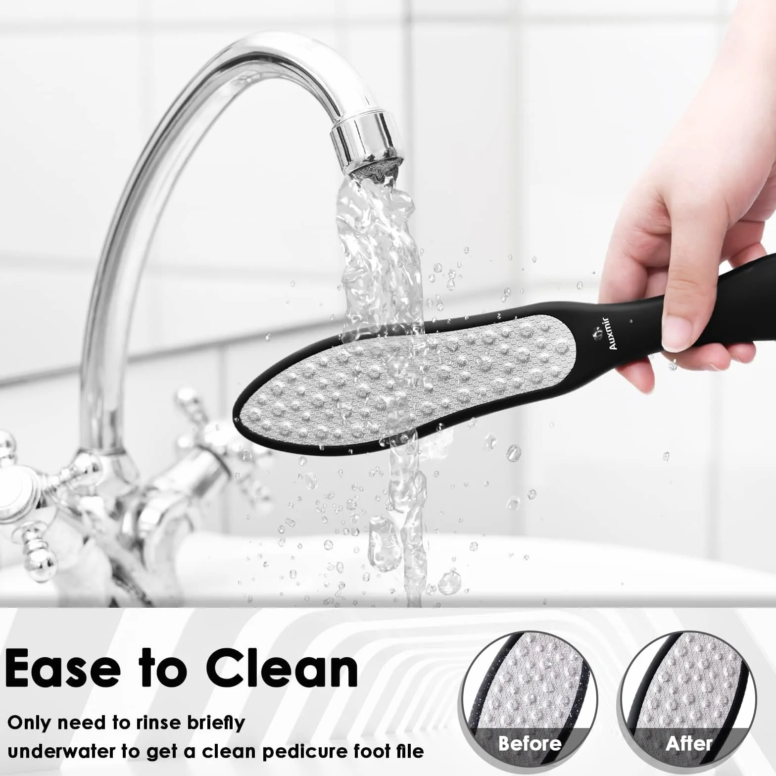 Auxmir 3in1 Raspa Piedi Professionale in Acciaio Inox, Lima Piedi Talloni Impermeabile, Antiruggine, Pedicure Professionale