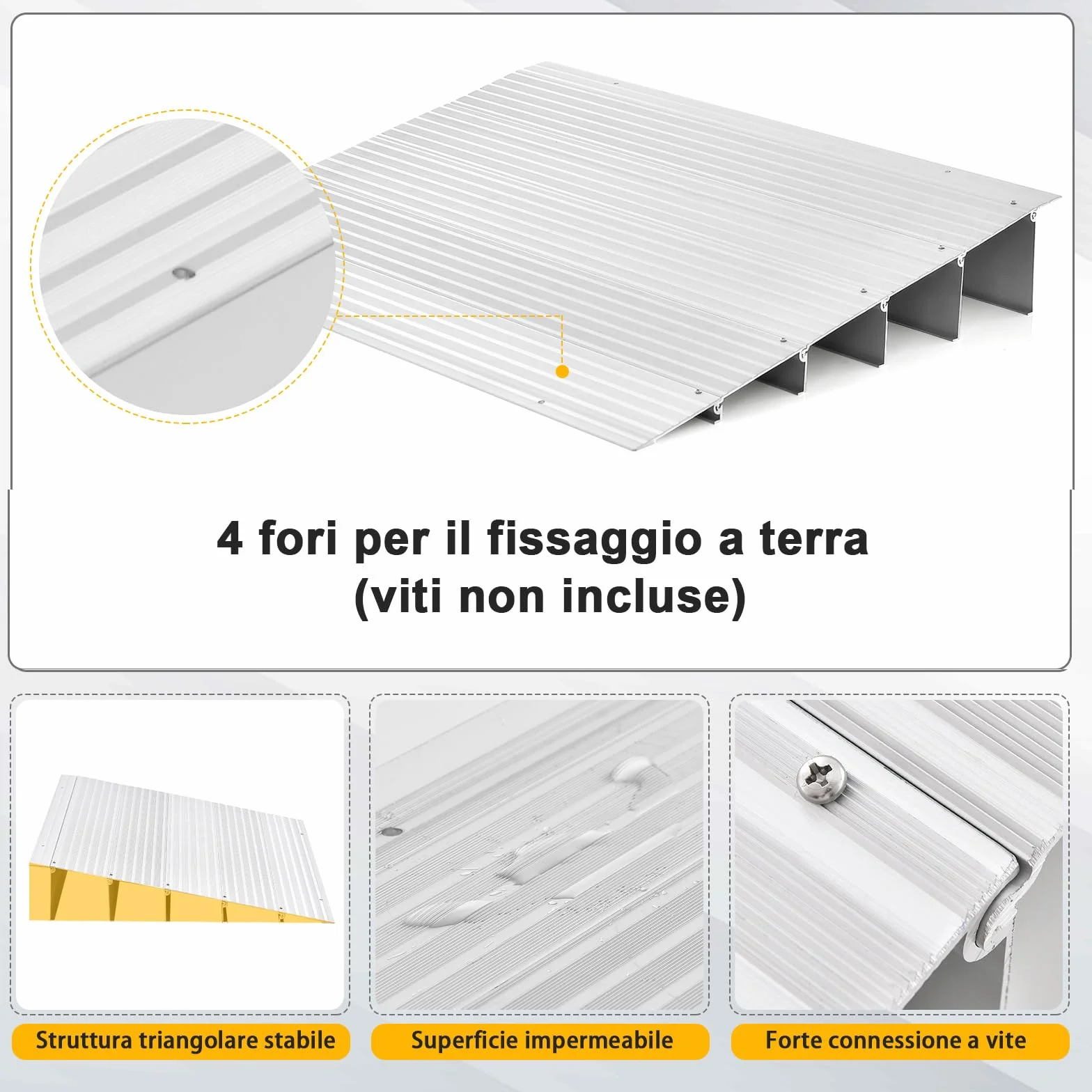 COSTWAY Rampa per Soglia Porta, Rampa d'Accesso in Alluminio con Altezza Regolabile, Superficie Antiscivolo, Portata 317 KG (13 cm)