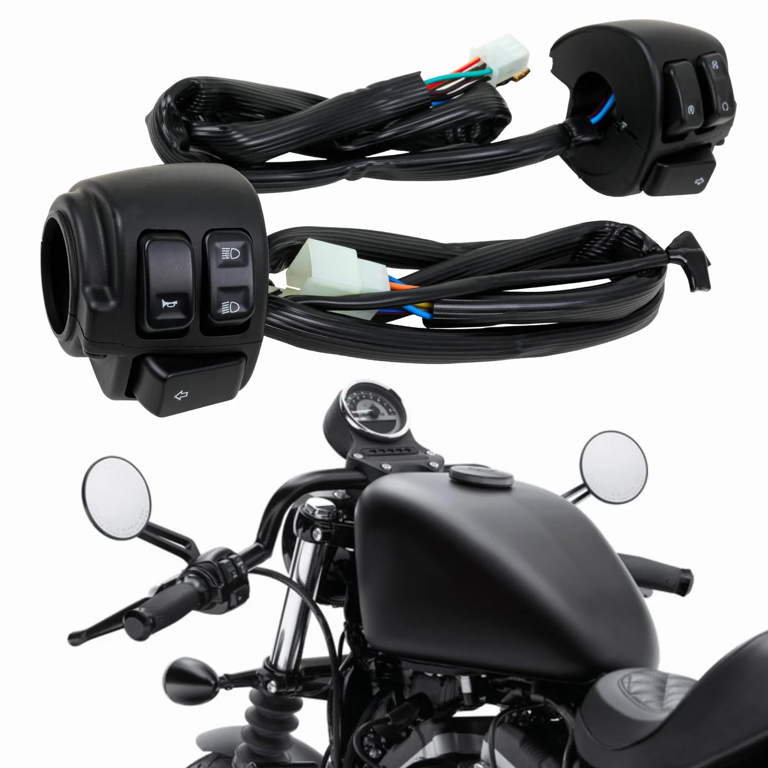 DREAMIZER 1" Interruttori Manubrio Moto Compatibile con Harley Softail Dyna Sportster V-Rod 1996-2012, 1 Coppia