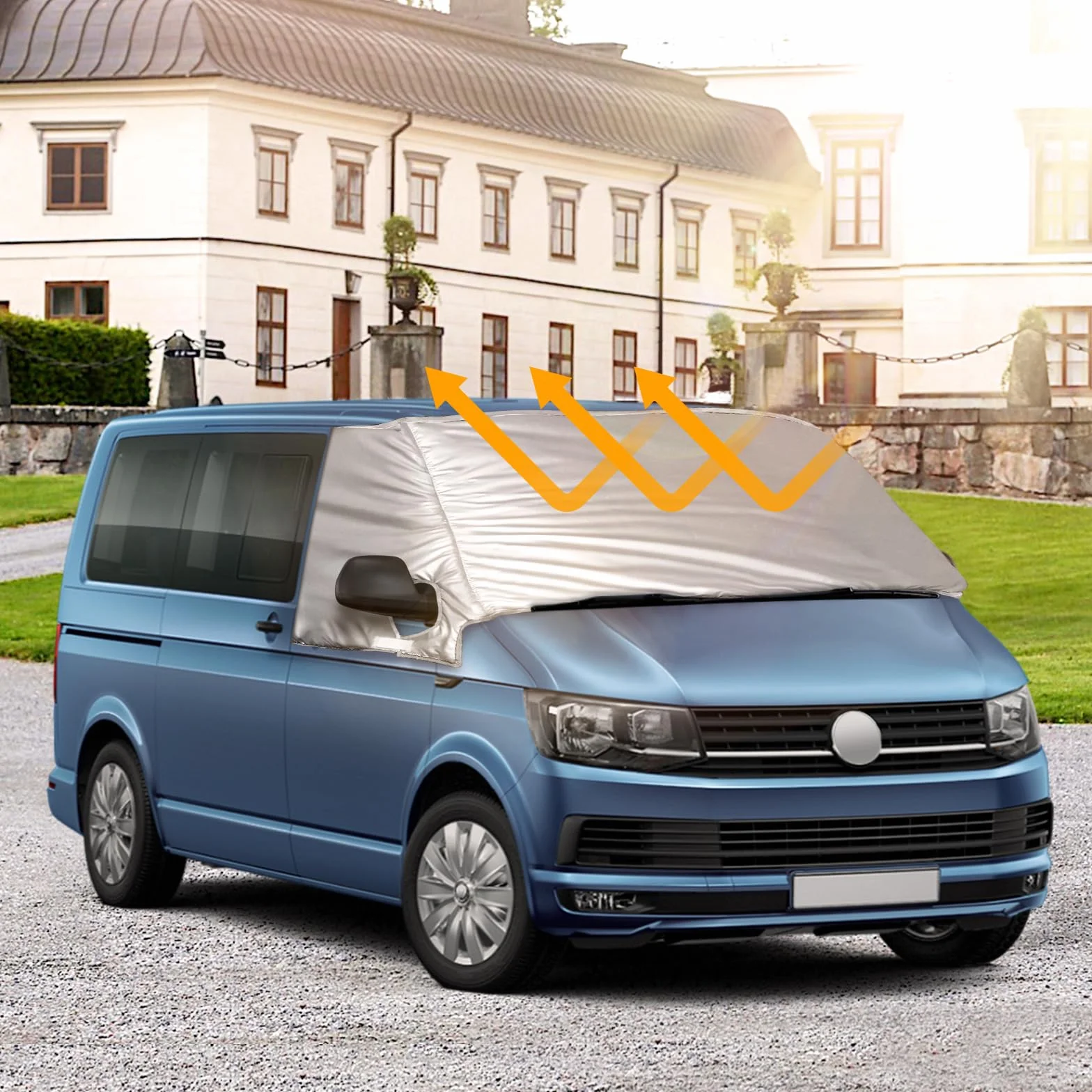 Copertura Termica Esterna per Parabrezza VW Transporter T6 Antigelo Pieghevole Argento