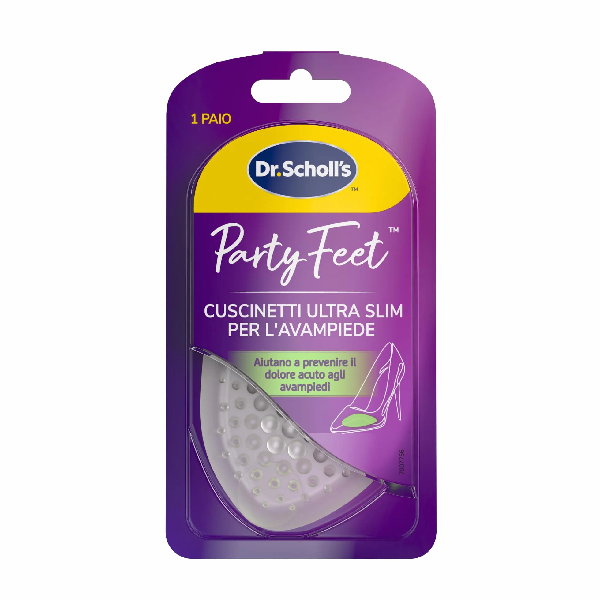 Dr. Scholl's Party Feet Ultra Slim Cuscinetti in Gel Ultrasottili per la Protezione della Parte Anteriore della Pianta del Piede, Trasparente Antiscivolo