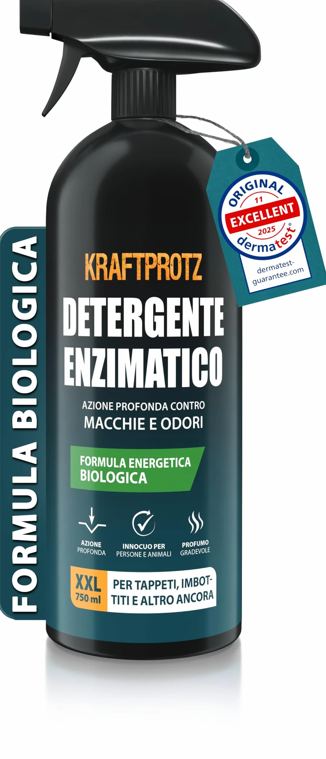KRAFTPROTZ Detergente enzimatico 750 ml rimuove macchie odori urina sudore tappeti tessuti materassi