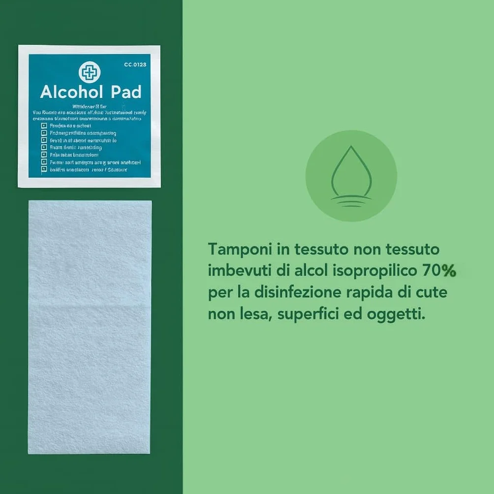 Salviette disinfettanti alcool isopropilico 70% 60x30 mm Alchol Pad 200