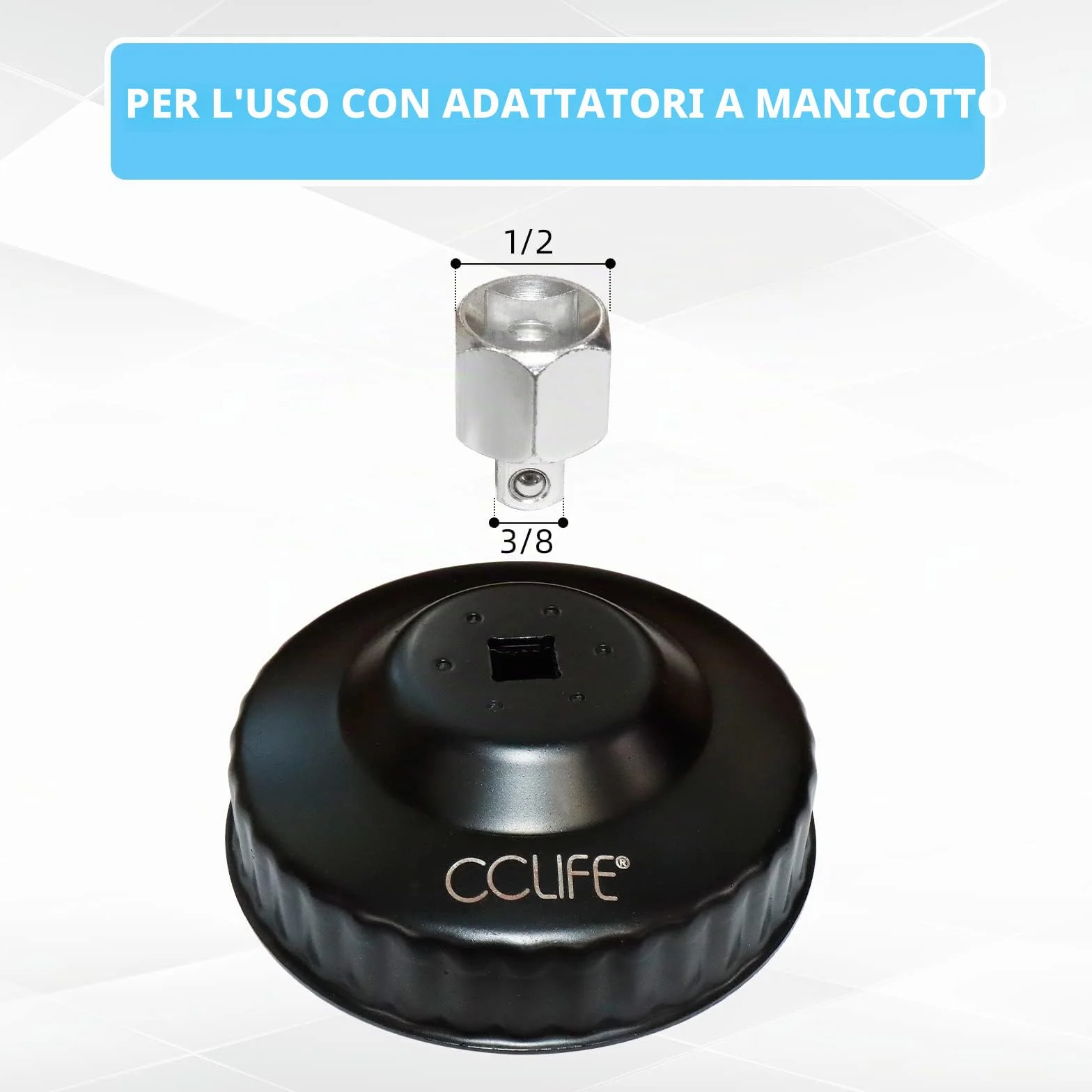 CCLIFE 15 pezzi filtro olio tazza universale 65-100mm Ferro chiavi per filtro olio set in valigetta