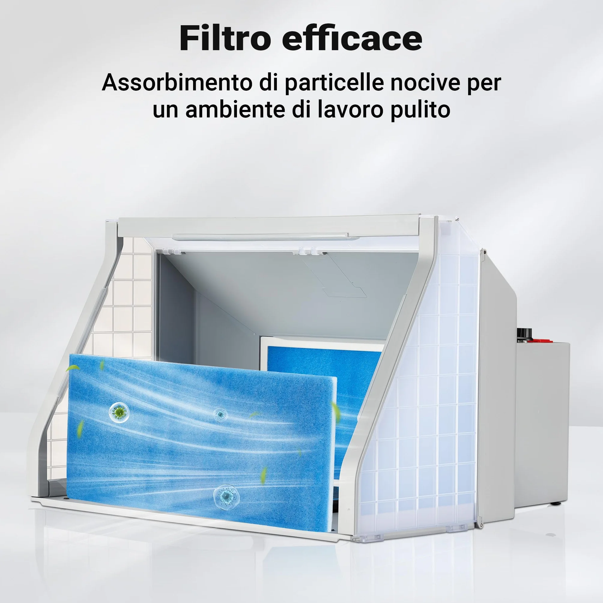 Wiltec Cabina di aspirazione per verniciatura 9m³/min con LED, manopola e Doppia Ventola Regolabile