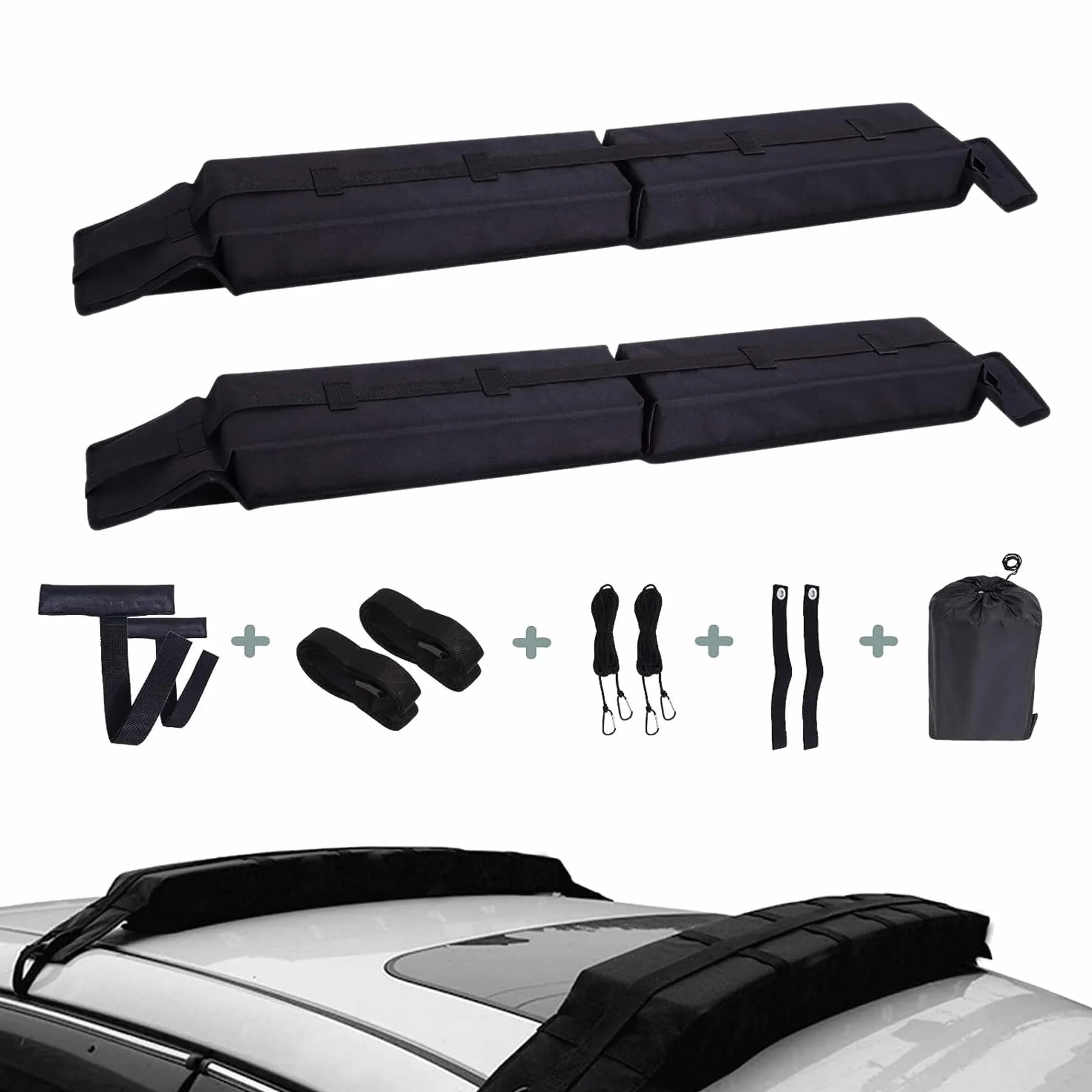 𝗕𝗮𝗿𝗿𝗲 𝗣𝗼𝗿𝘁𝗮𝘁𝘂𝘁𝘁𝗼, Portapacchi Universale per Auto da Viaggio, Morbidi Cuscinetti per Bagagli Pieghevoli, Barra Portatile per il Trasporto.