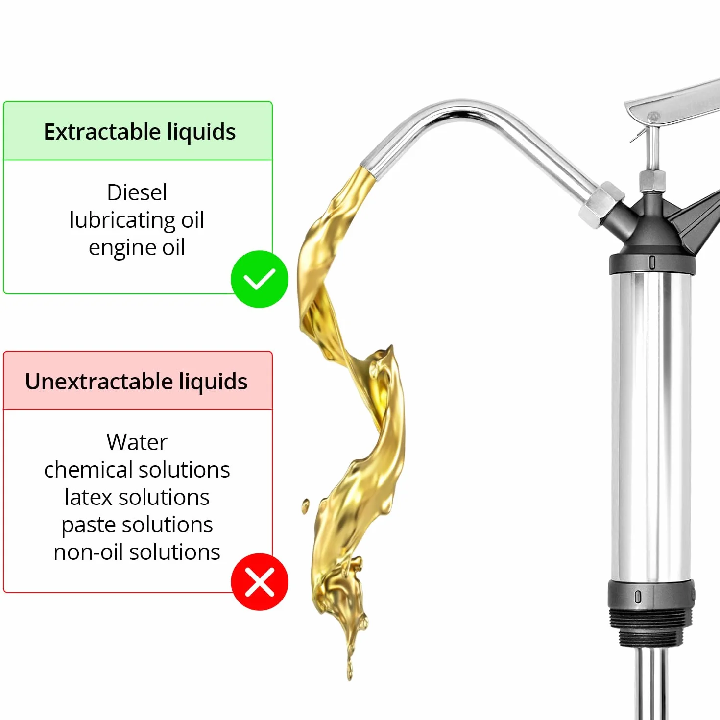 QWORK® Pompa per tamburo a botte con azione a leva, tubo di aspirazione telescopico, per diesel, olio lubrificante, olio motore