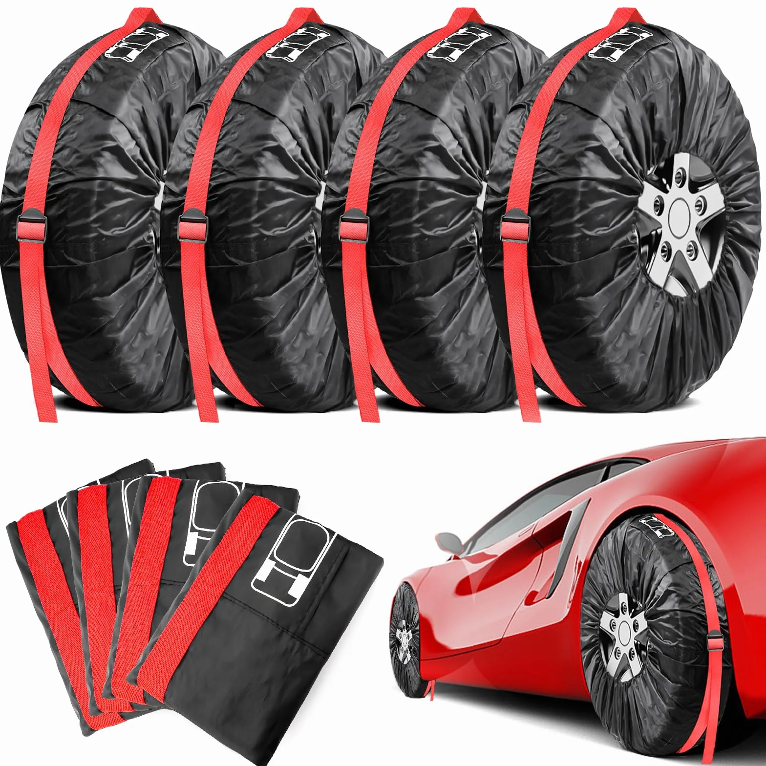 Copri Pneumatici Auto 4 Pezzi 18-22 Pollici Copri Gomme da Garage Copriruote Auto