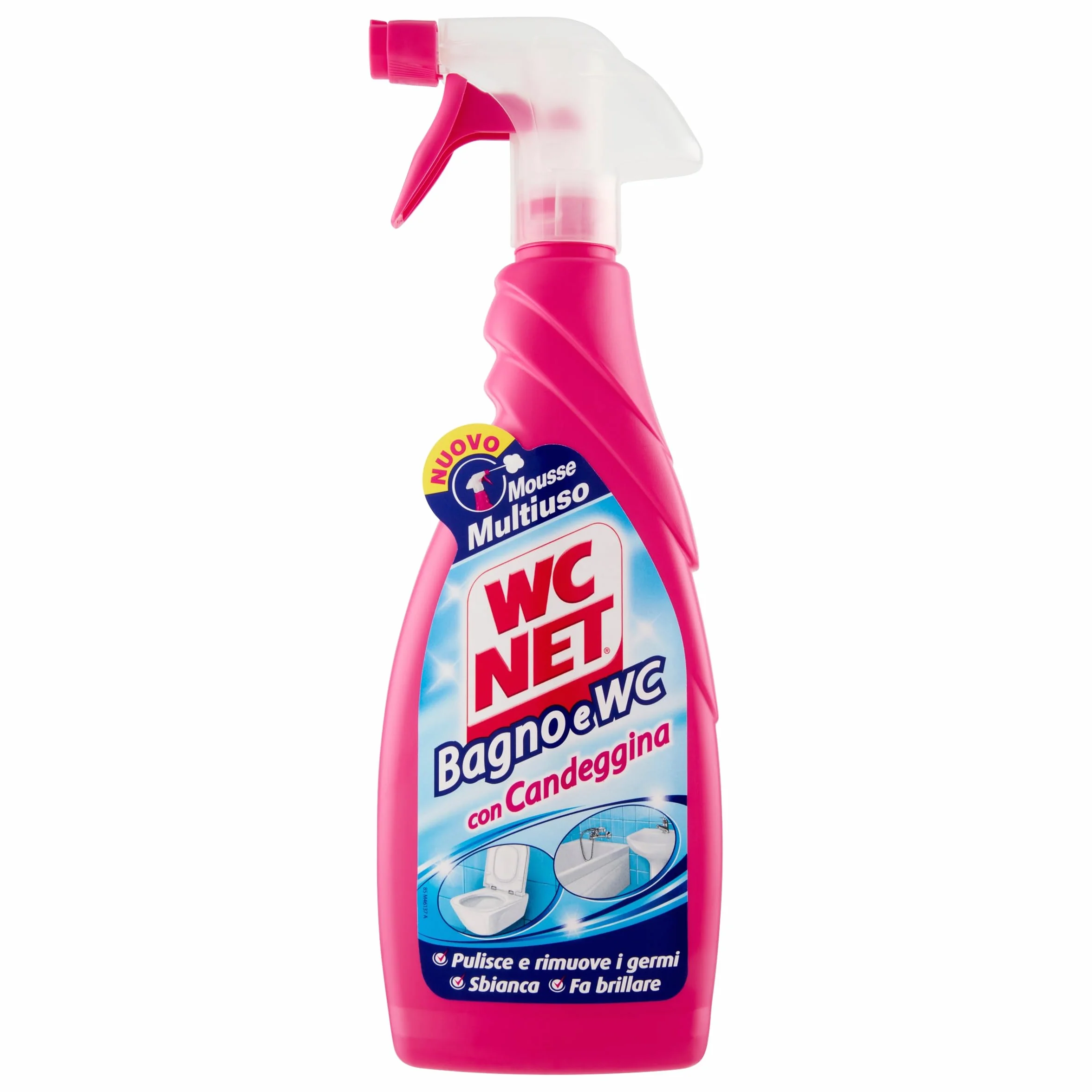 Detergente Spray per Sanitari e Superfici Wc Net con Candeggina, Azione Igienizzante e Sbiancante, 600 ml
