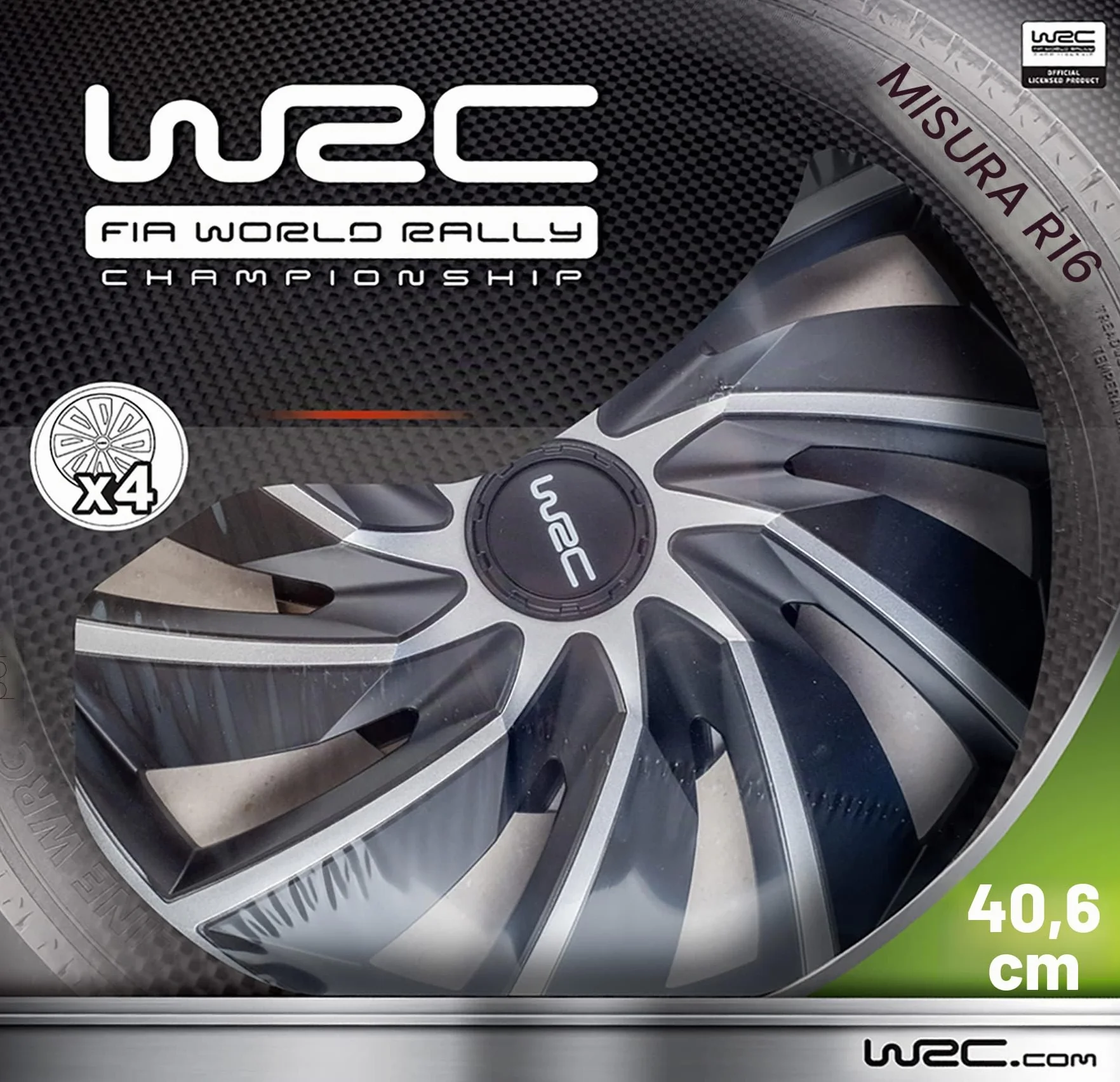 WRC 4 copricerchi Turbo Bicolore per ruote da 16 Pollici