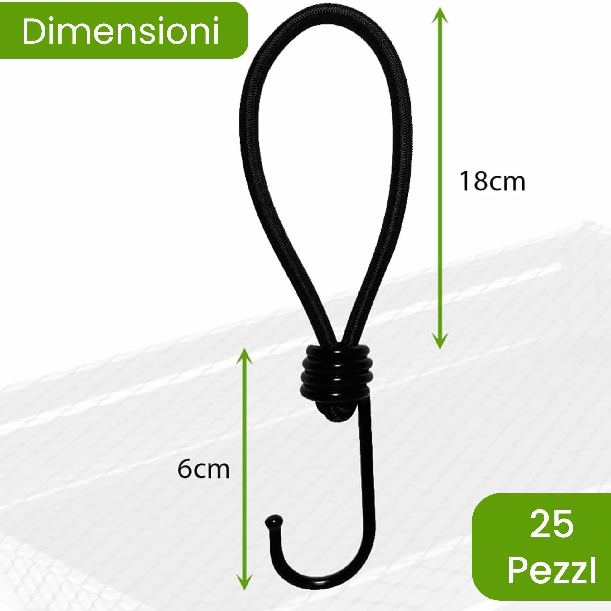 Offgridtec 25 gumowych elastycznych pasów 18 cm z haczykiem 5 mm uniwersalny do plandek i siatek przyczepy