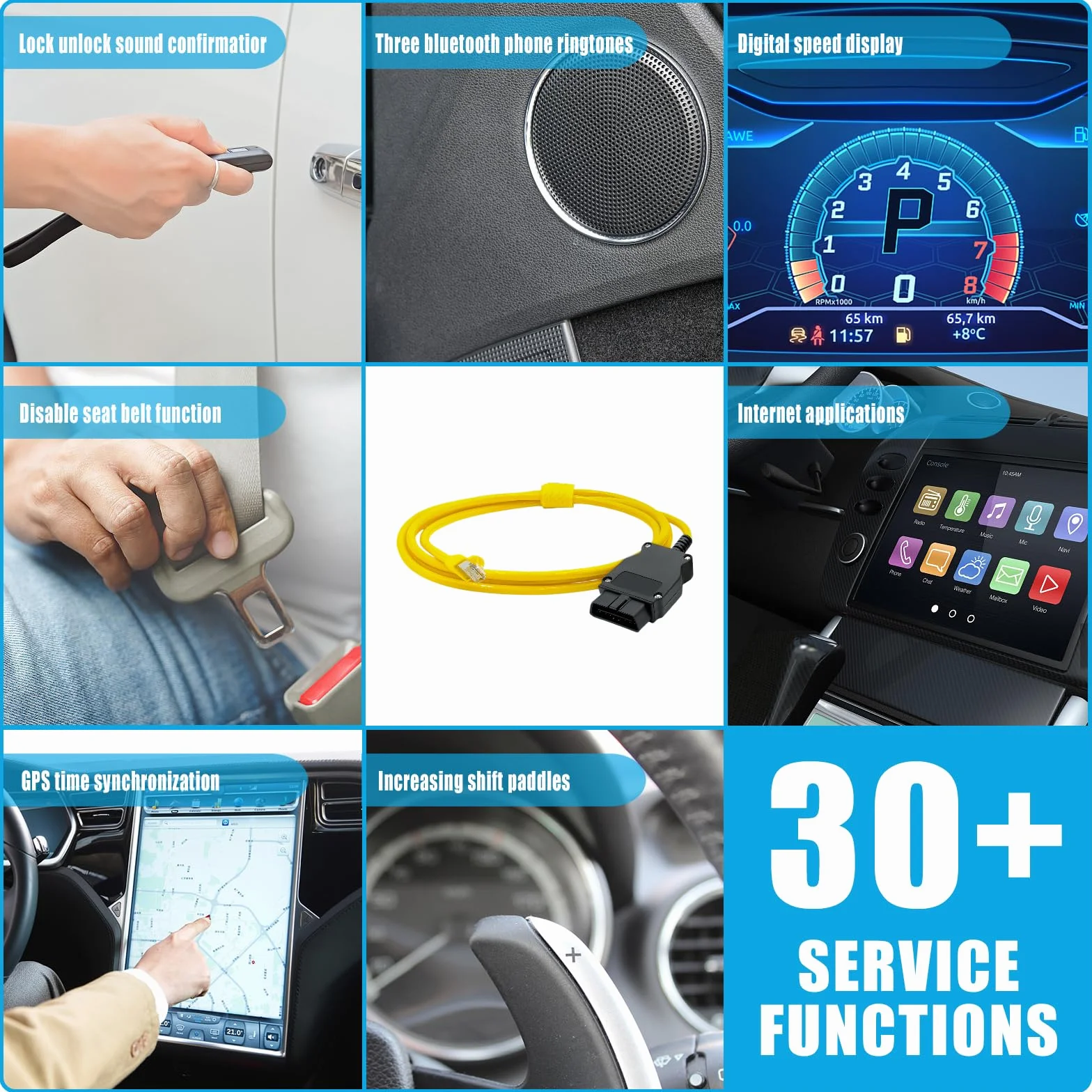 Nizirioo Cavo OBD2 ENET Adattatore Ethernet Prolunga V50.3 ICOM Coding Serie F per BMW