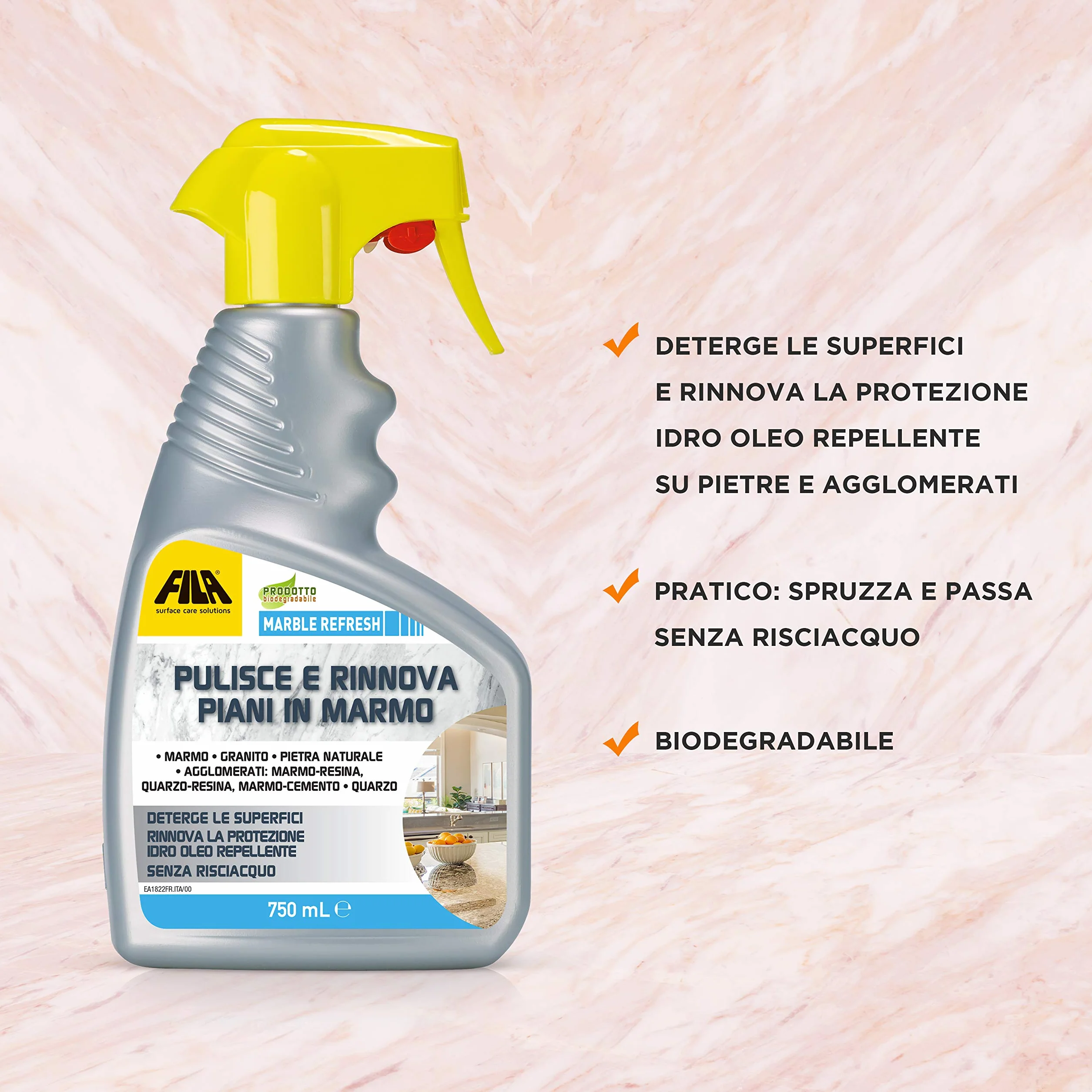 FILA MARBLE REFRESH Detergente Spray 750 ml per Marmo Quarzo Granito
