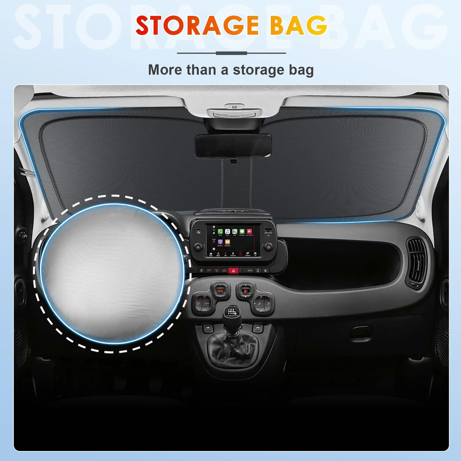 [Aggiornamento] BSTW Parasole Pieghevole per Fiat Panda Cross/City Cross/Hybrid 2020-2025 Copri Parabrezza con Protezione UV e Termica Parasole Panda Accessori