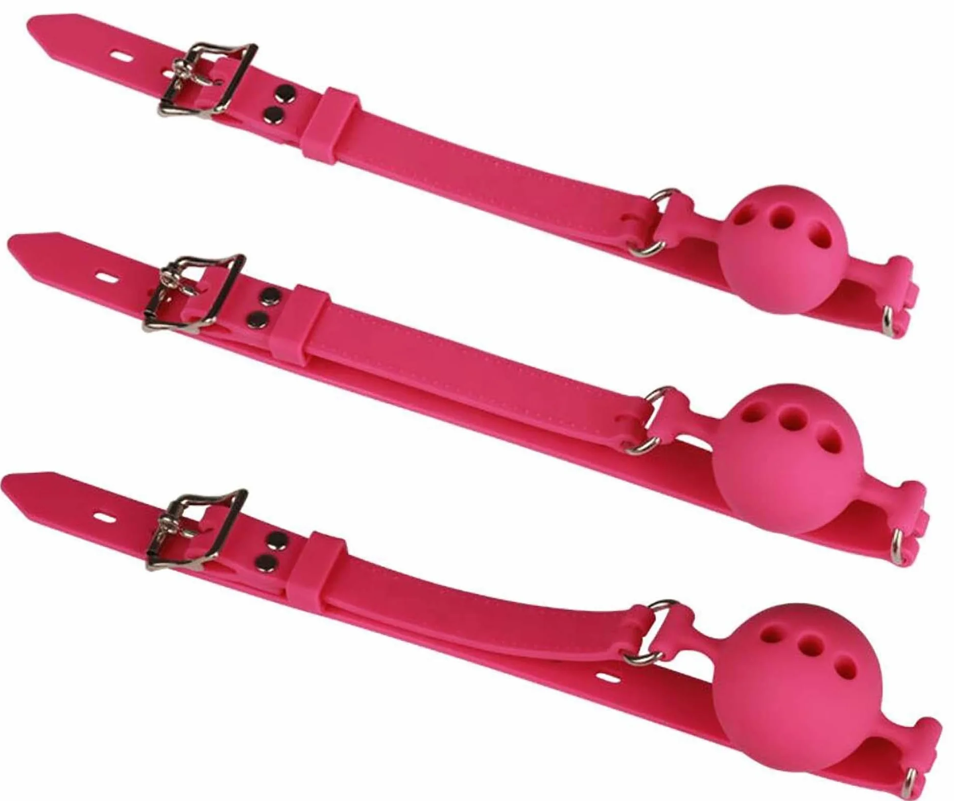 MORSO COSTRITTIVO IN SILICONE TRAFORATO CON CINTURINO IN METALLO BALL GAG J093 (Small)