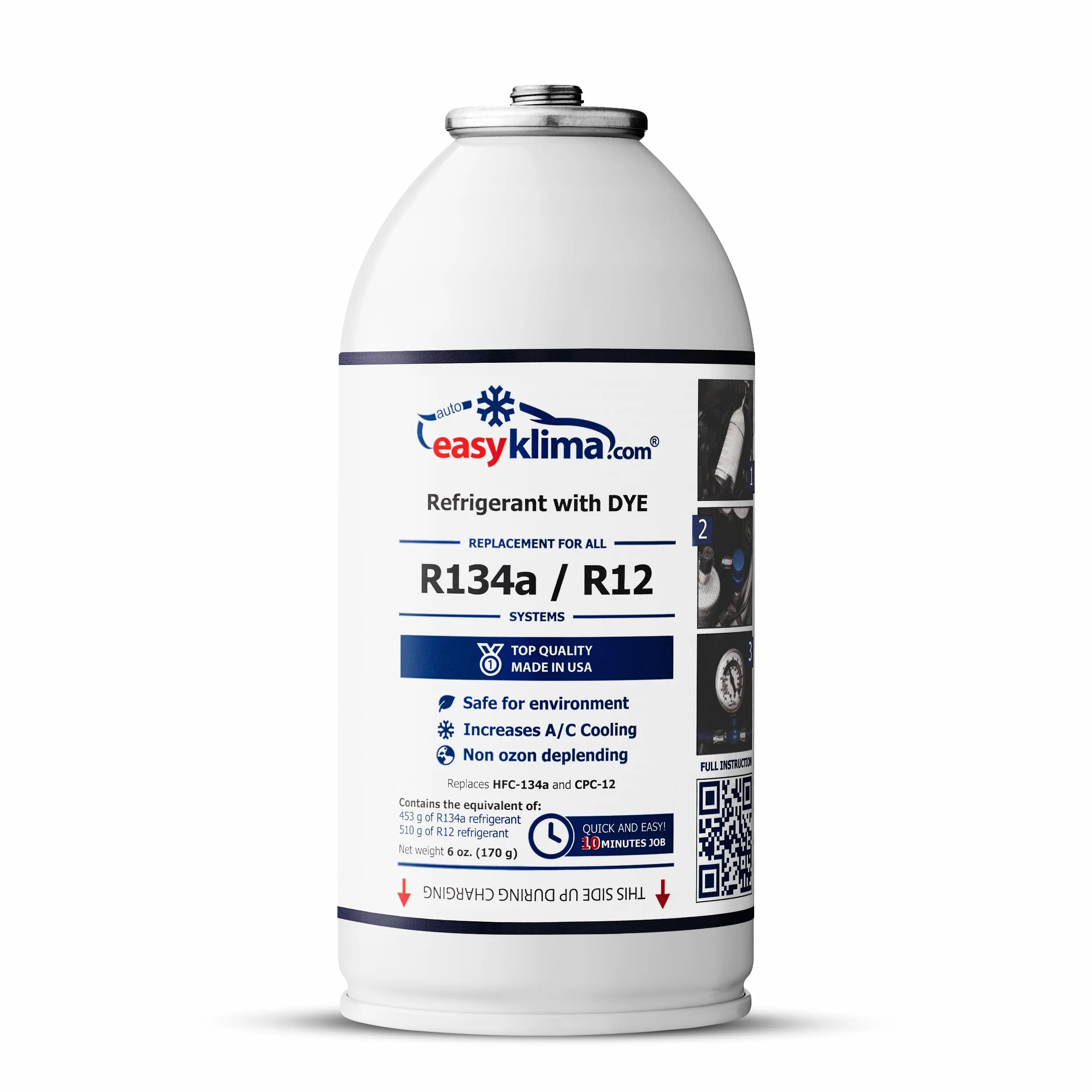 EasyKlima R134a/R12 Premium Set – Refrigerante + 3 in 1 Oil Charge + tubo con manometro – Per prestazioni di raffreddamento ottimali del condizionatore Veltao