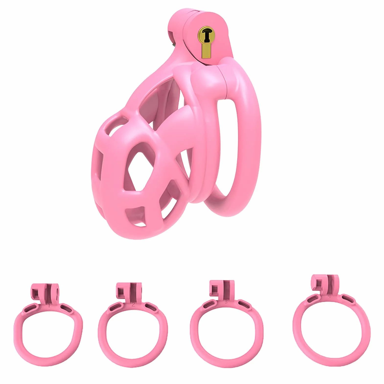 Sissy Chastity Cage Uomo Pink Cintura Di Castità Maschile Cock Cage Erotitici Sexy Per Coppie (Flat Ring,Micro)