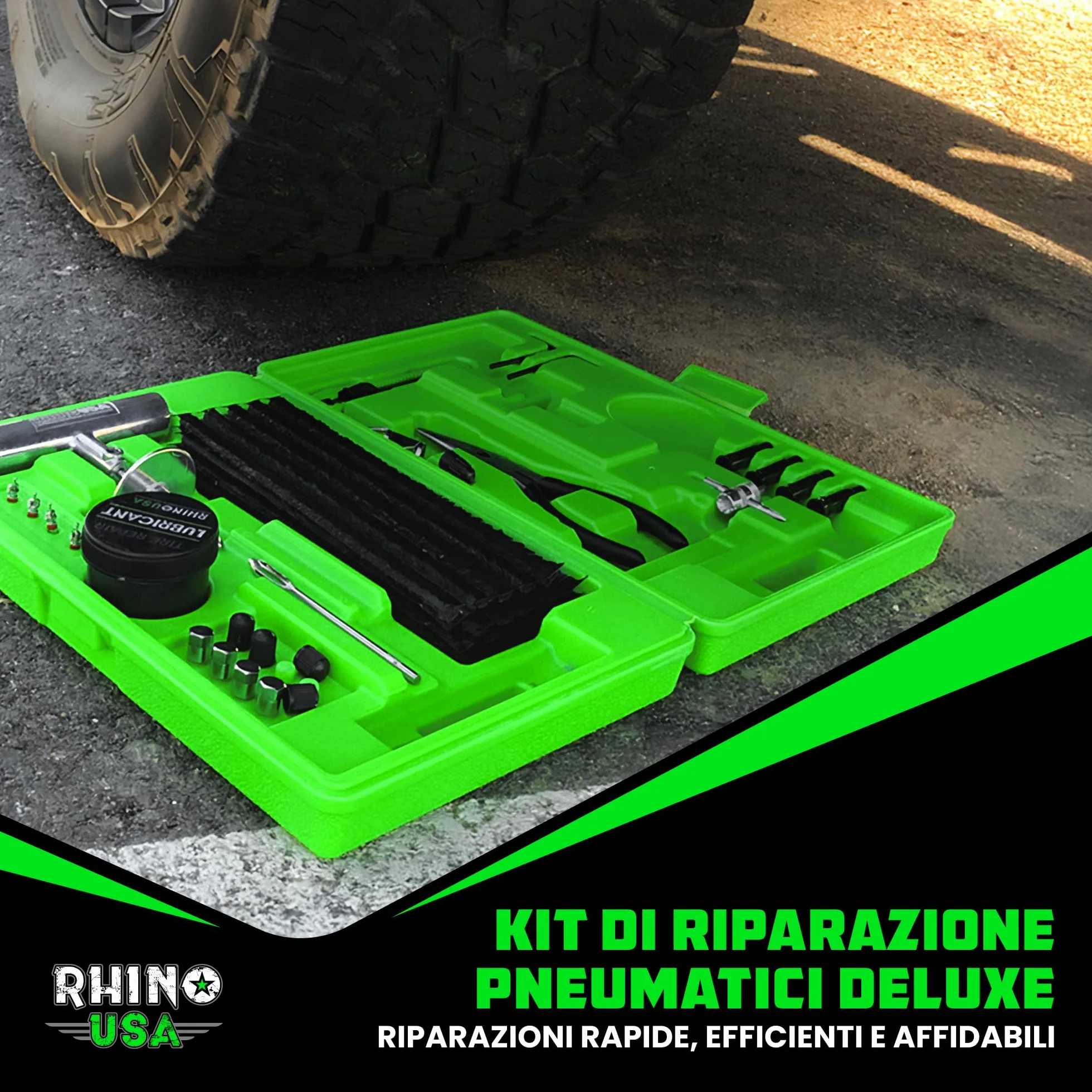Rhino USA Kit di Riparazione Pneumatici 86 Pezzi per auto moto ATV UTV camper rimorchio