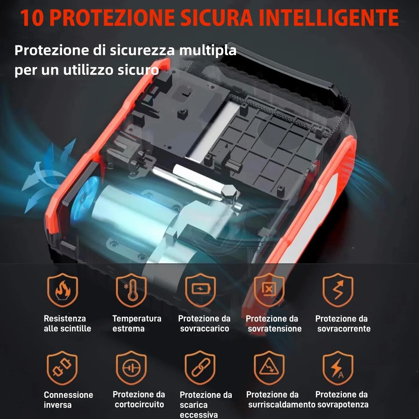 Avviatore Batteria Auto 8000A, UTRAI 27000mAh Avviatore Emergenza Auto con Compressore, DC160W Booster Avviamento Auto/Moto Portatile (Fino a Tutti i Benzina e 12L Diesel)/Doppia USB/1600 Lumen LED