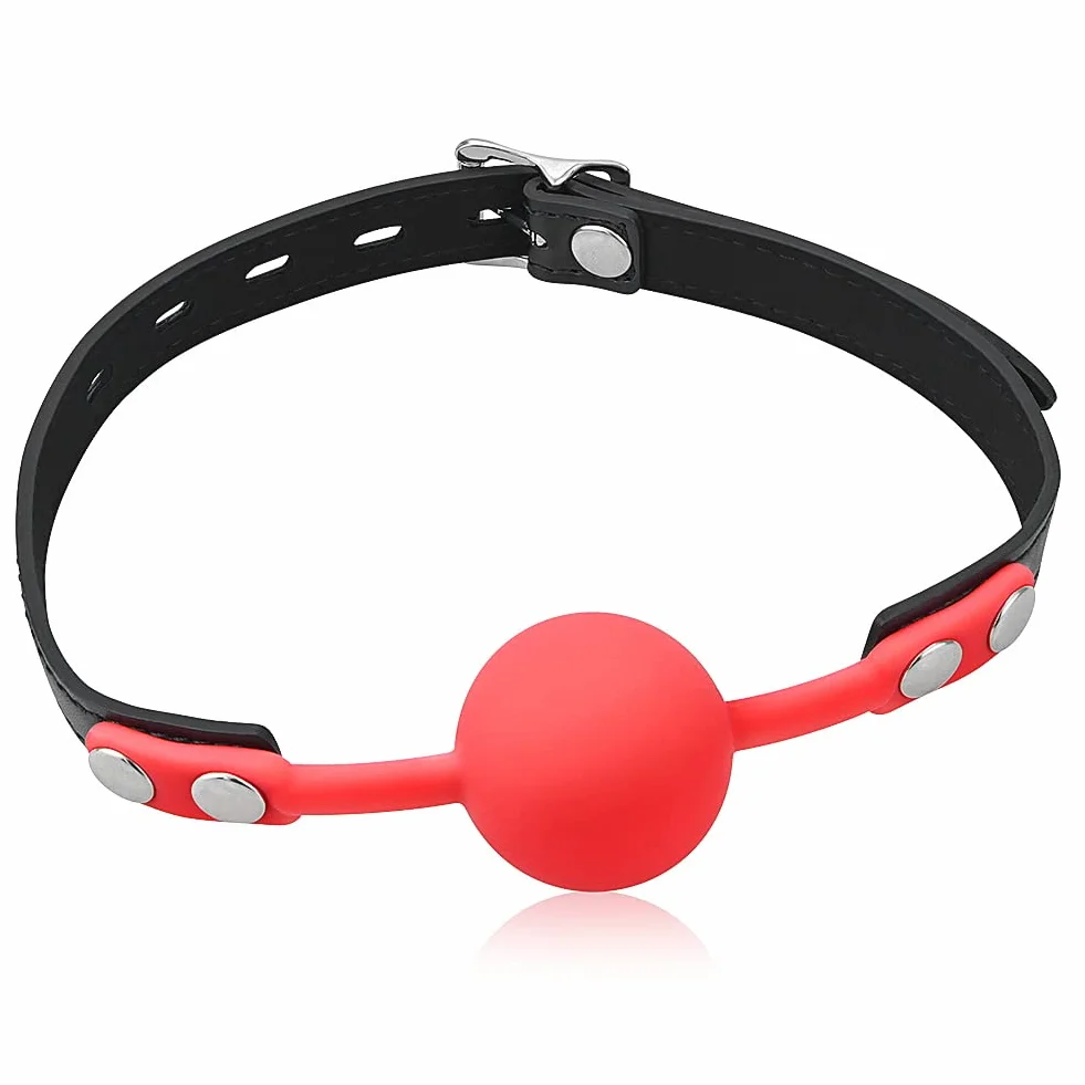 SXOVO Silicone Ball Gag con Serratura e Chiave, Palla Bavaglio per BDSM Sex Toy Rosso