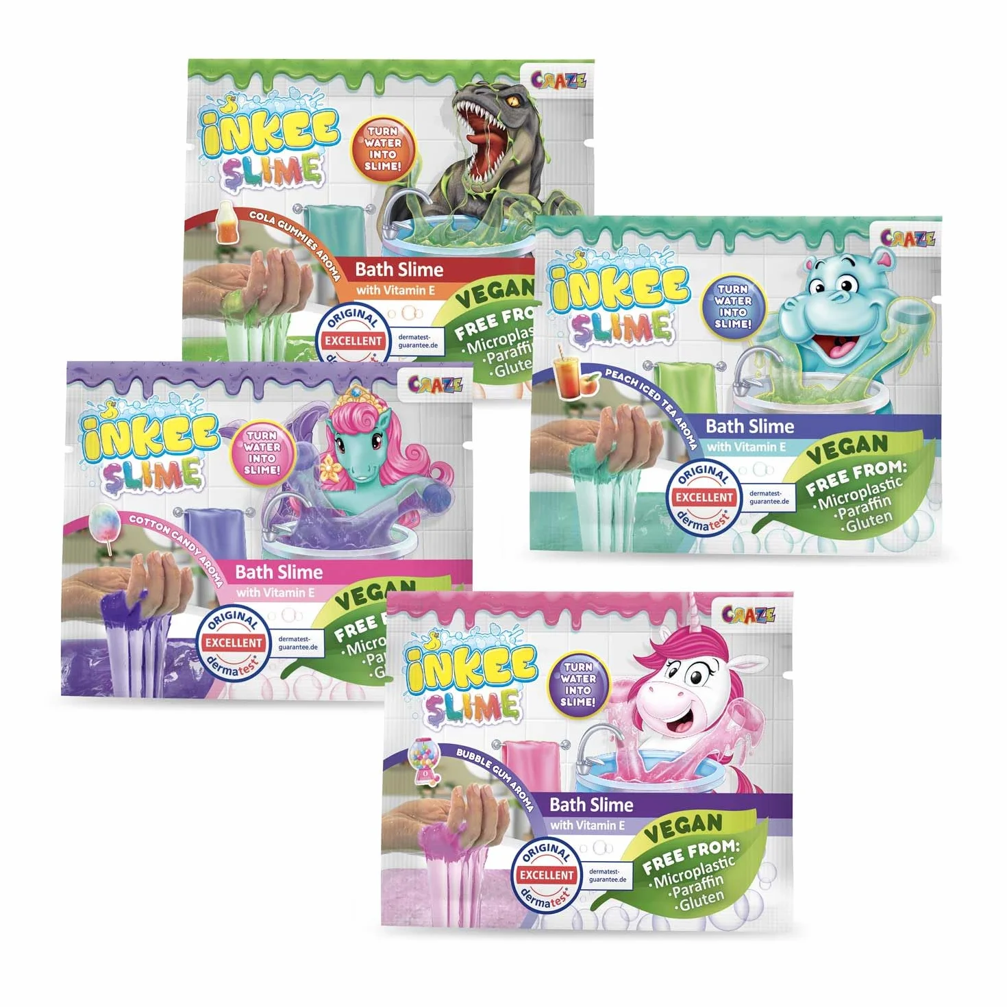 INKEE Bath Slime Mini 4 bustine bagnoschiuma melma colori profumi assortiti