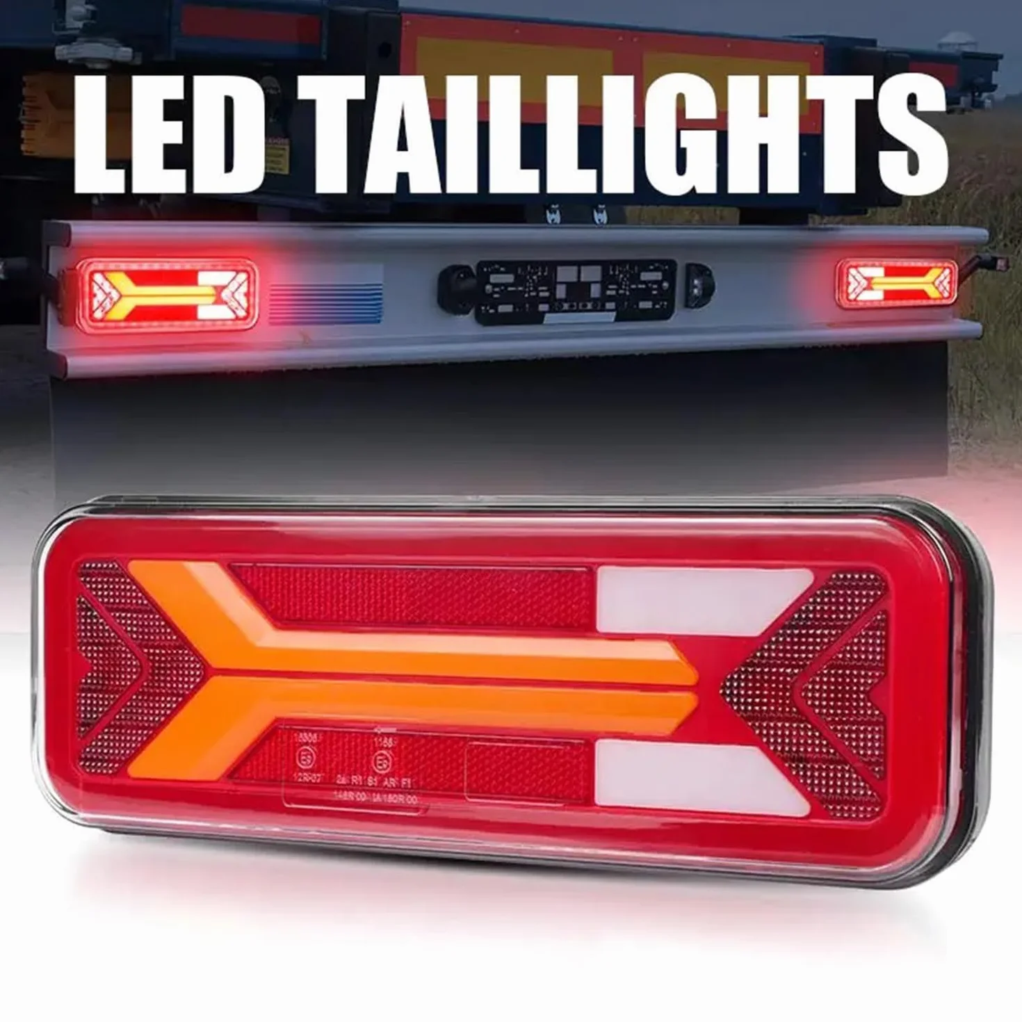 LED Fanali Posteriori 12/24V 46x13 cm Impermeabile Cinque Funzioni per Furgoni Camion Auto