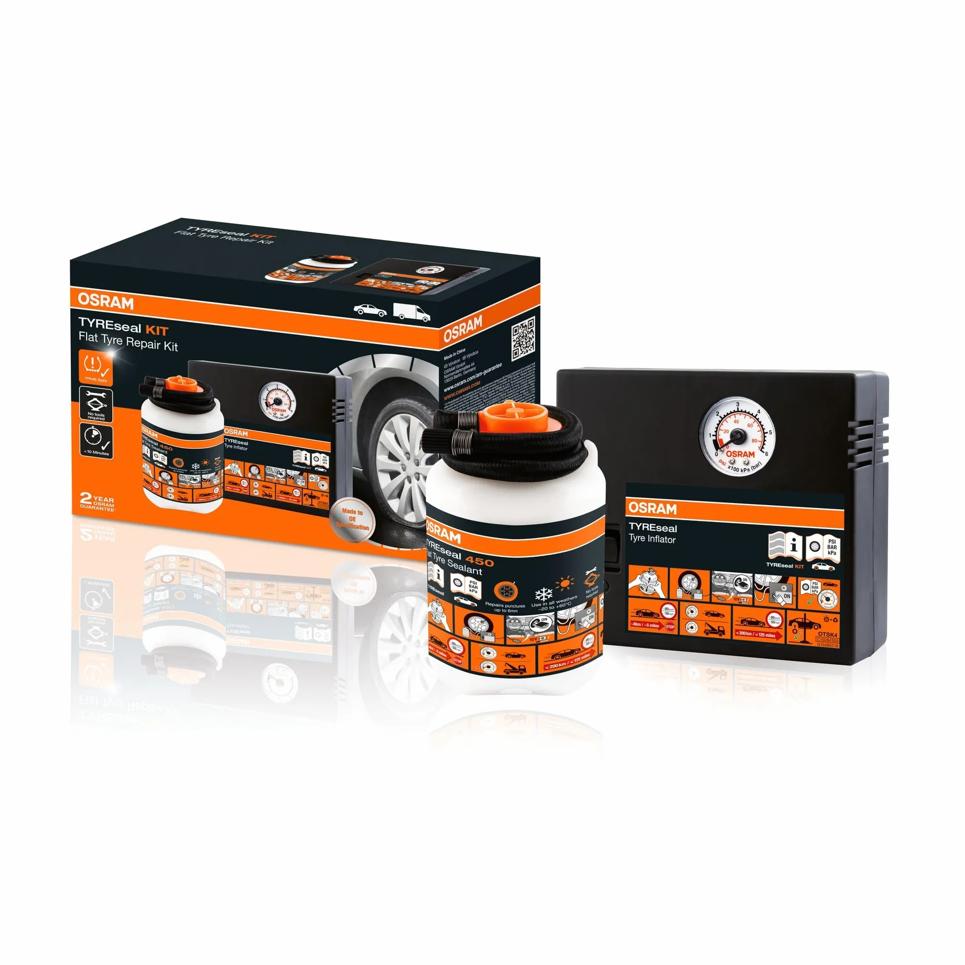OSRAM TYREseal Kit 450 ml Kit Riparazione Pneumatici Compressore Analogico