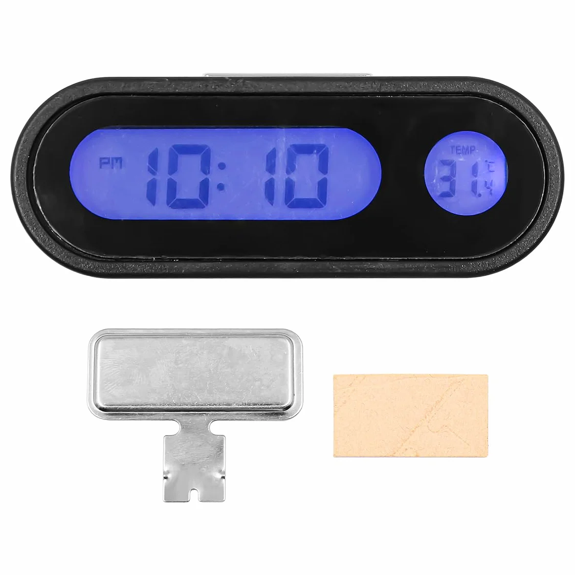DollaTek Orologio da cruscotto per auto 2 in 1 con display notturno e termometro universali